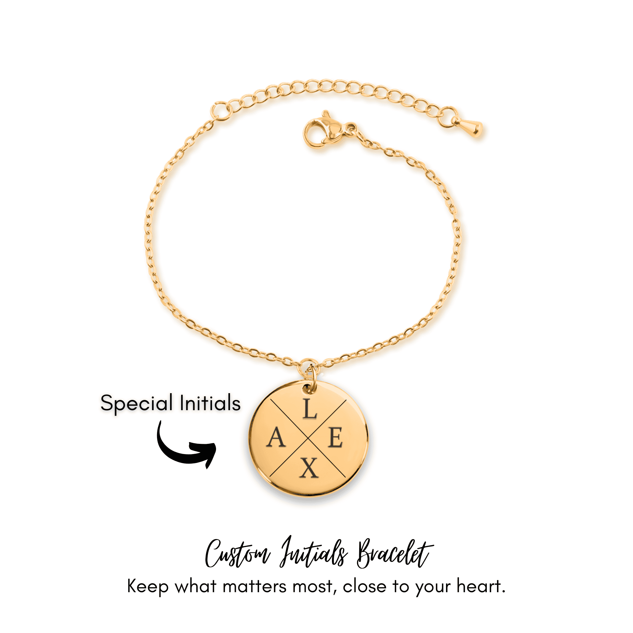 BEST FRIEND BRACELET: Initials with Custom Message Design