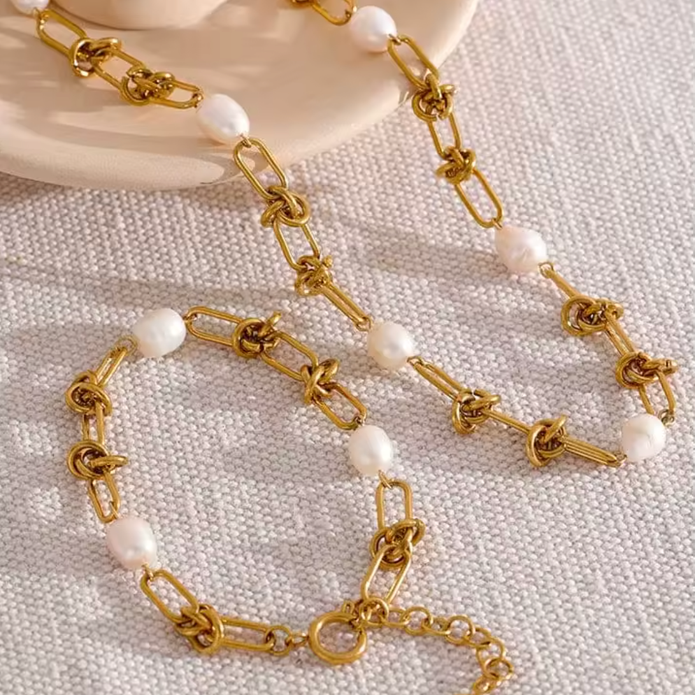 Natural Freshwater Pearl Knot Necklace