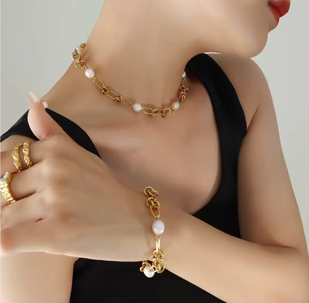 Natural Freshwater Pearl Knot Necklace