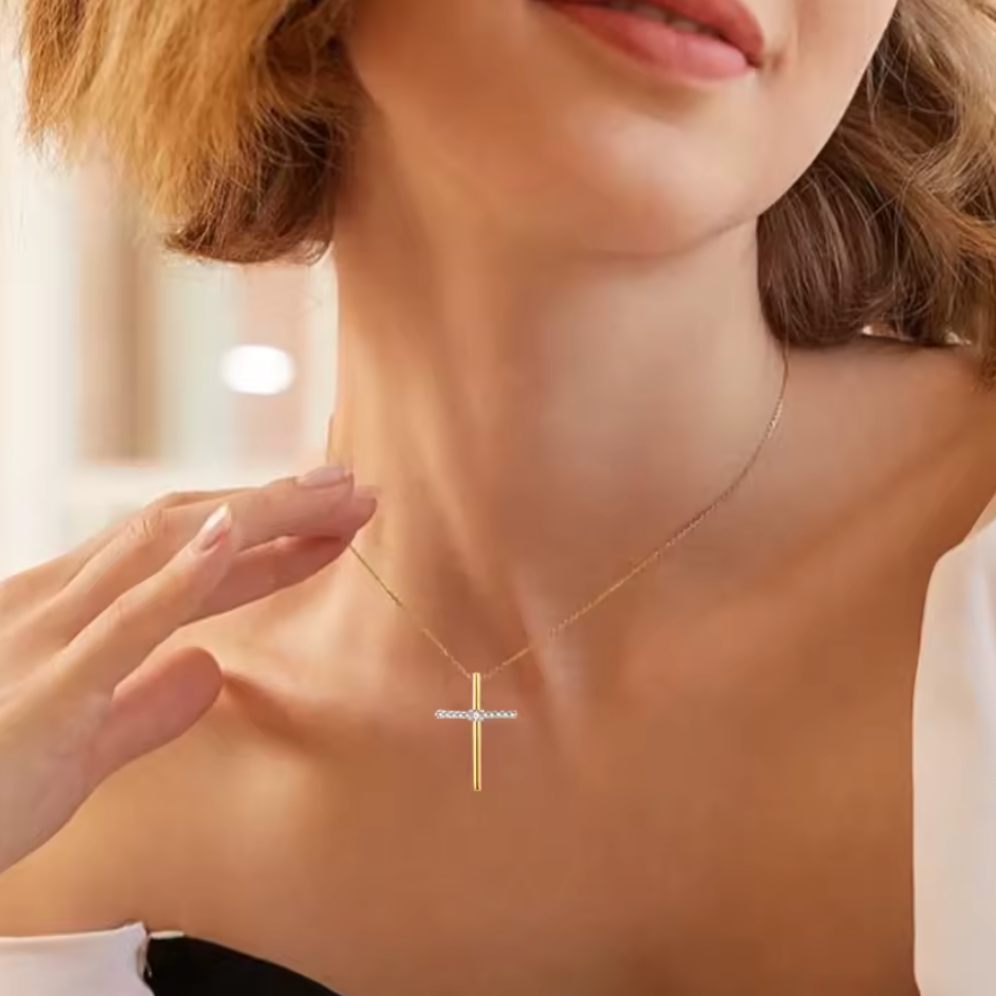 Cubic Zirconia Cross Necklace | S925