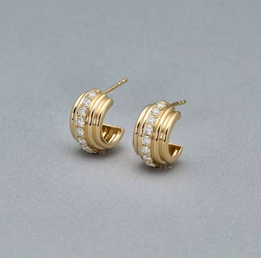 Multi-ring Earrings with Zircon Stones | S925