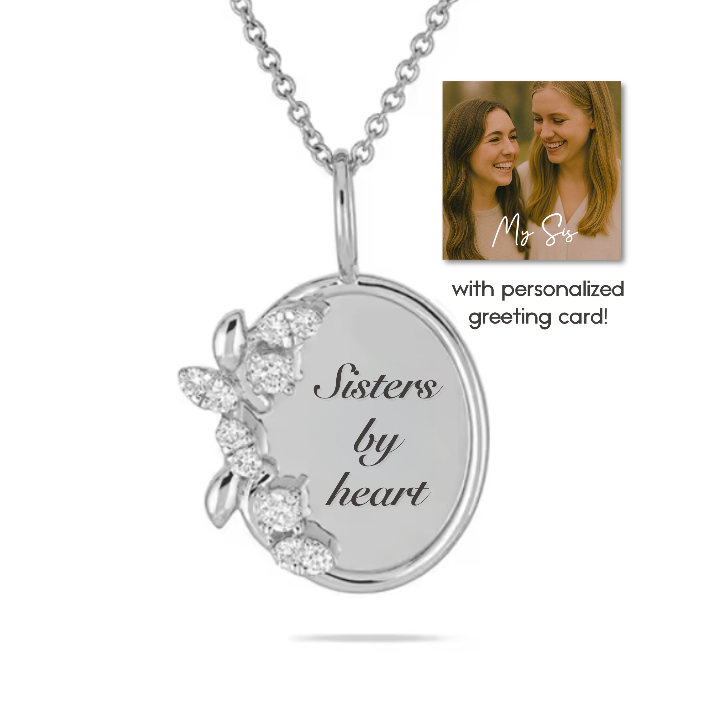 “Sisters by Heart” Necklace For Sister or Bestie | S925