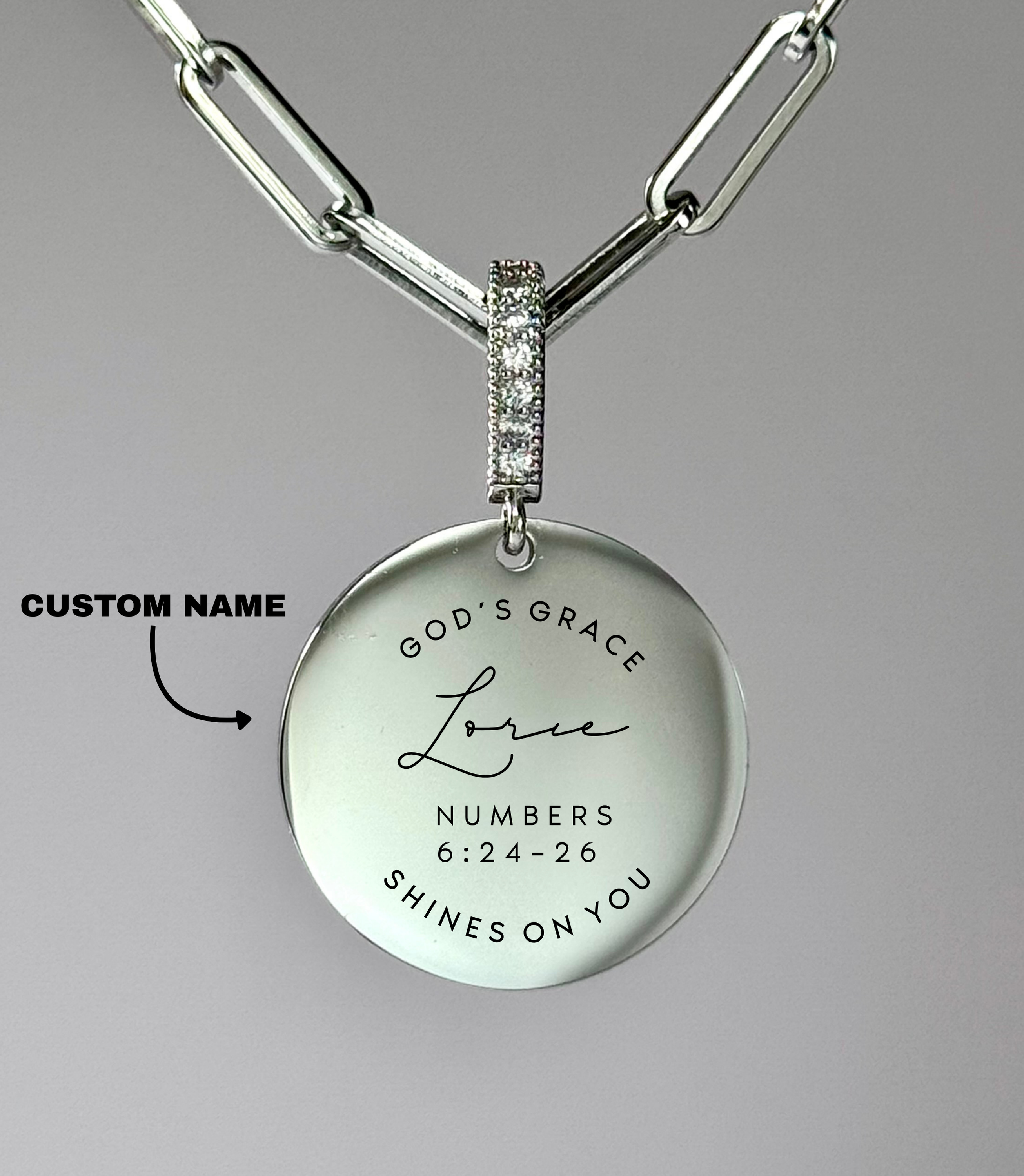 "GOD’S GRACE SHINES ON YOU" Custom Name Necklace | Numbers 6:24-26