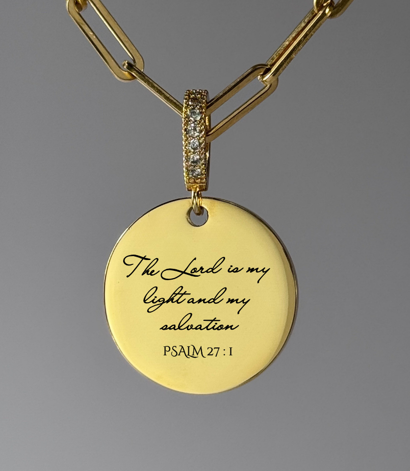 Custom Scripture on Round Pendant Necklace