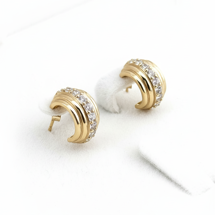 Multi-ring Earrings with Zircon Stones | S925