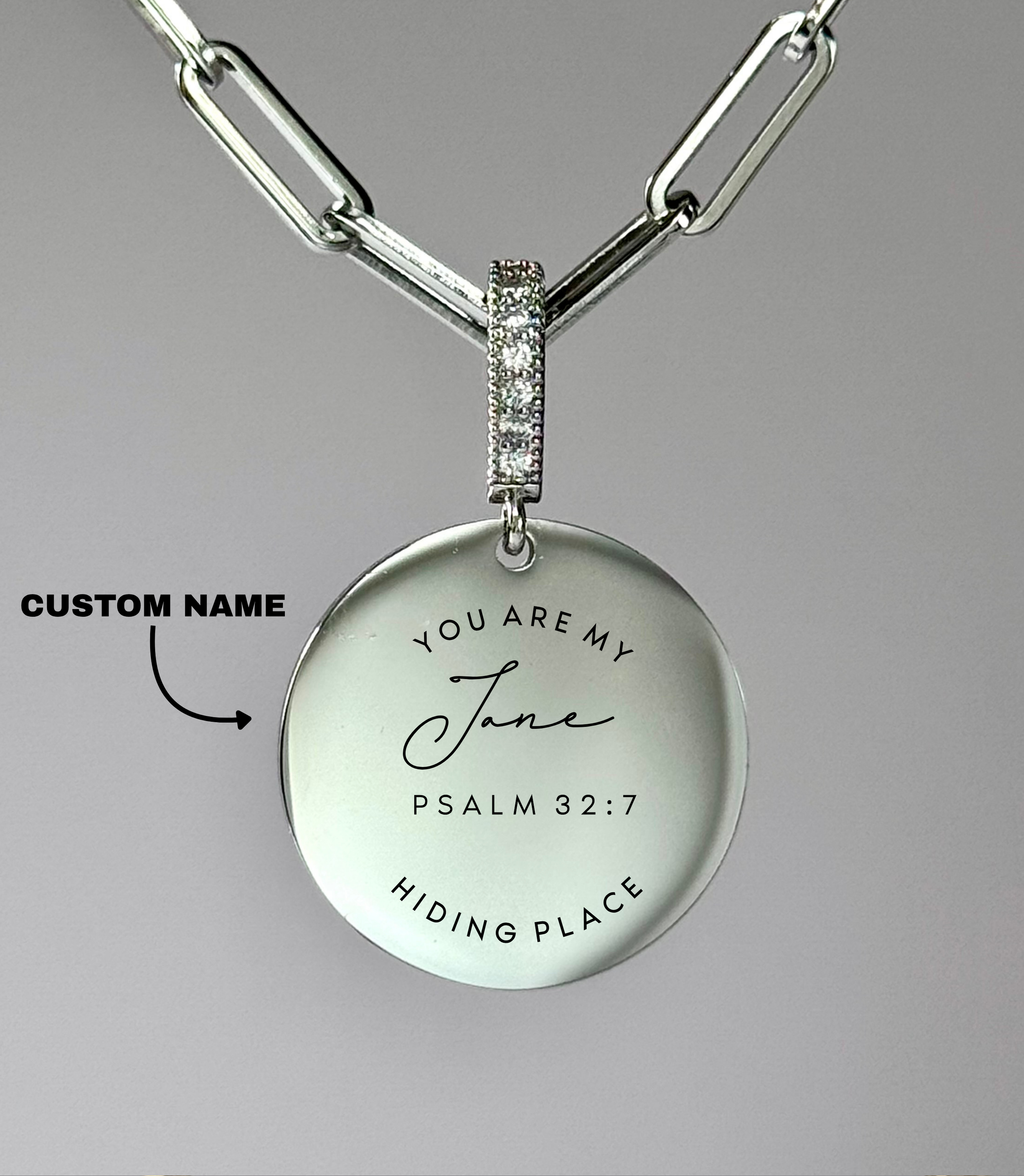 "YOU ARE MY HIDING PLACE" Custom Name Necklace | Psalm 32:7