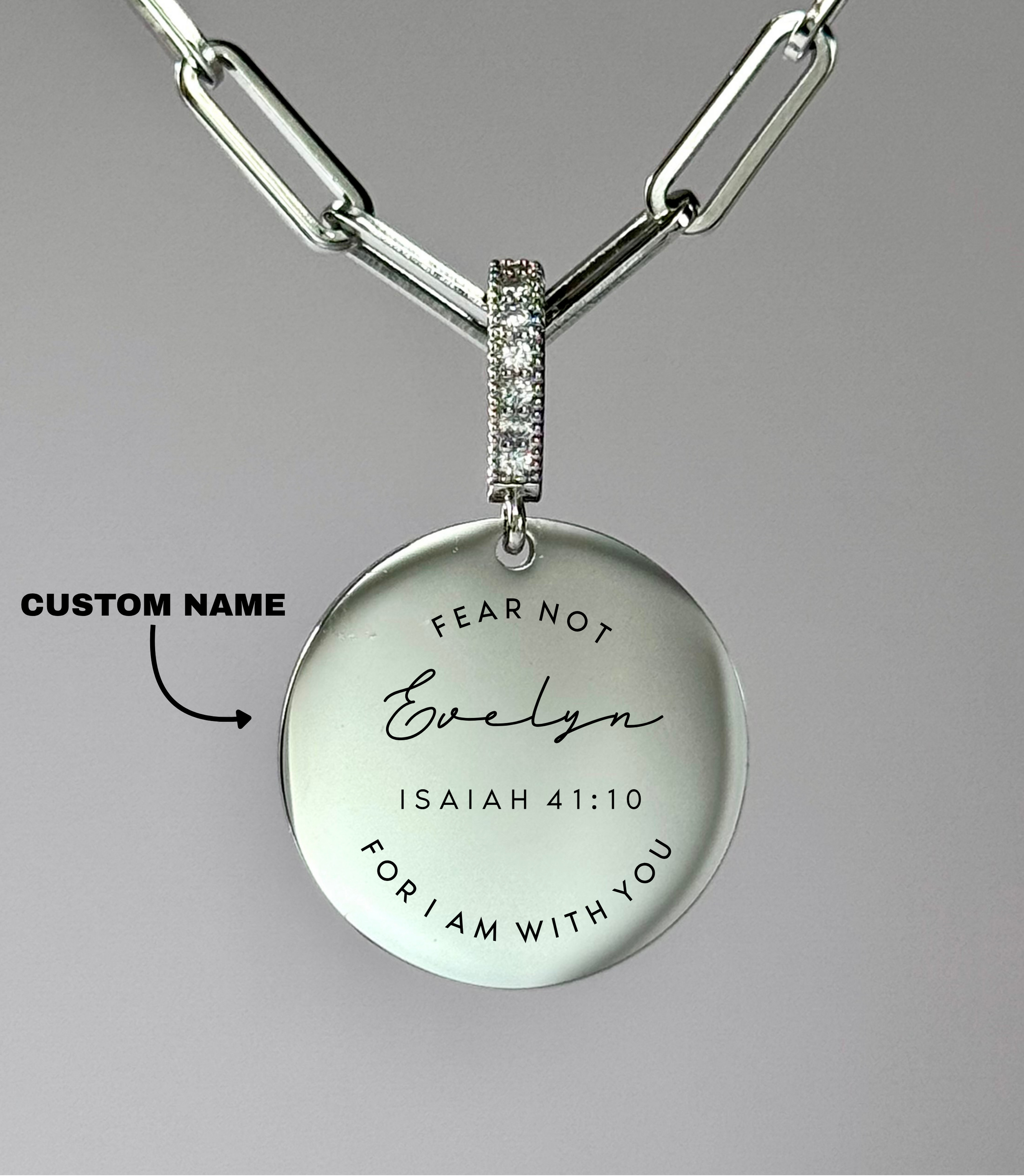 "FEAR NOT, FOR I AM WITH YOU" Custom Name Necklace | Isaiah 41:10