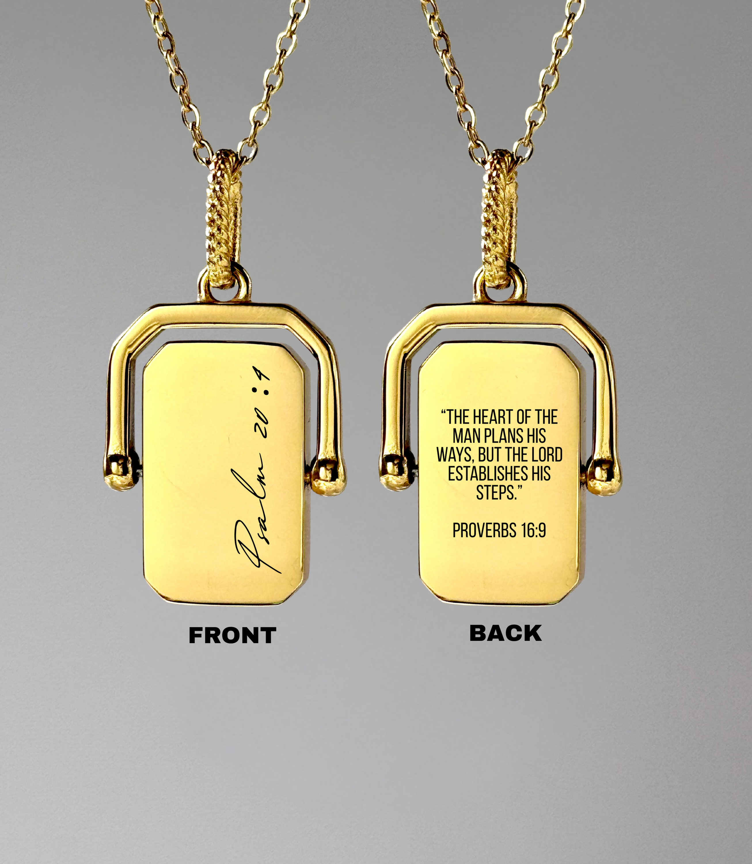 Psalm 20:4 Rotating Rectangle Pendant Necklace