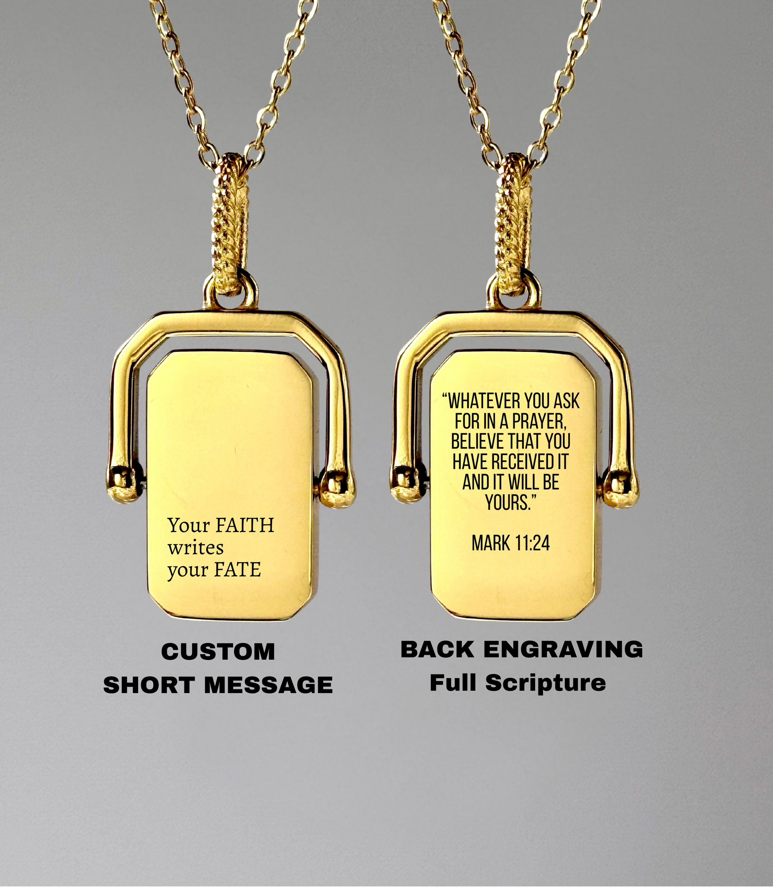 Personalized Rotating Scripture Rectangle Necklace