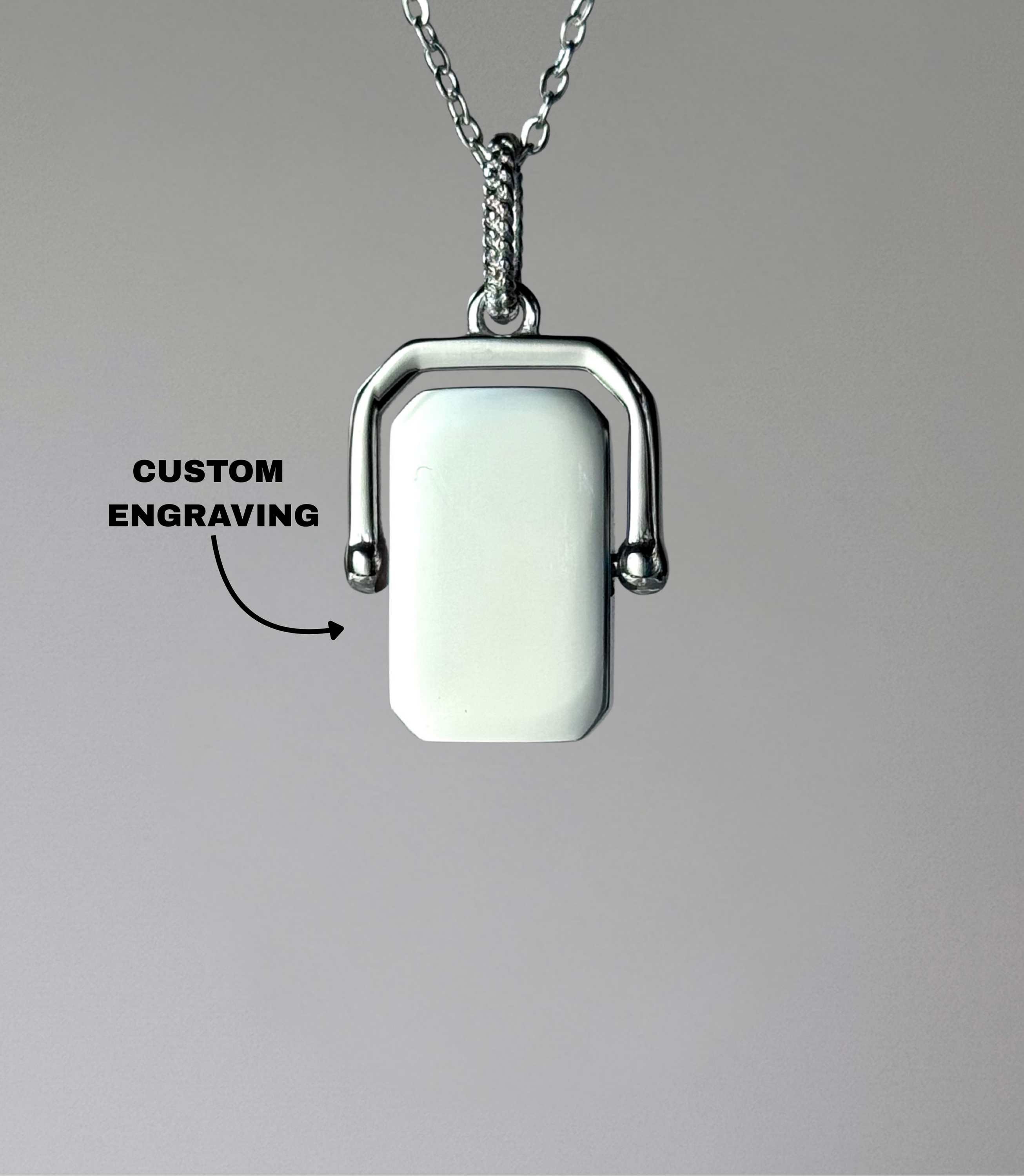 CUSTOM SCRIPTURE Rotating Rectangle Pendant Necklace