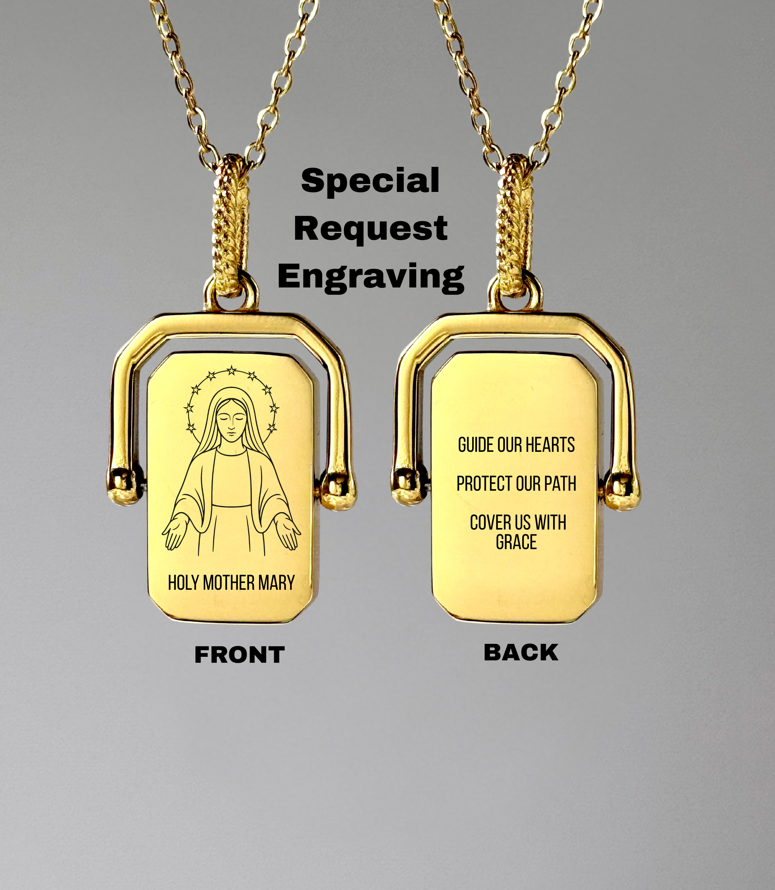 CUSTOM SCRIPTURE Rotating Rectangle Pendant Necklace