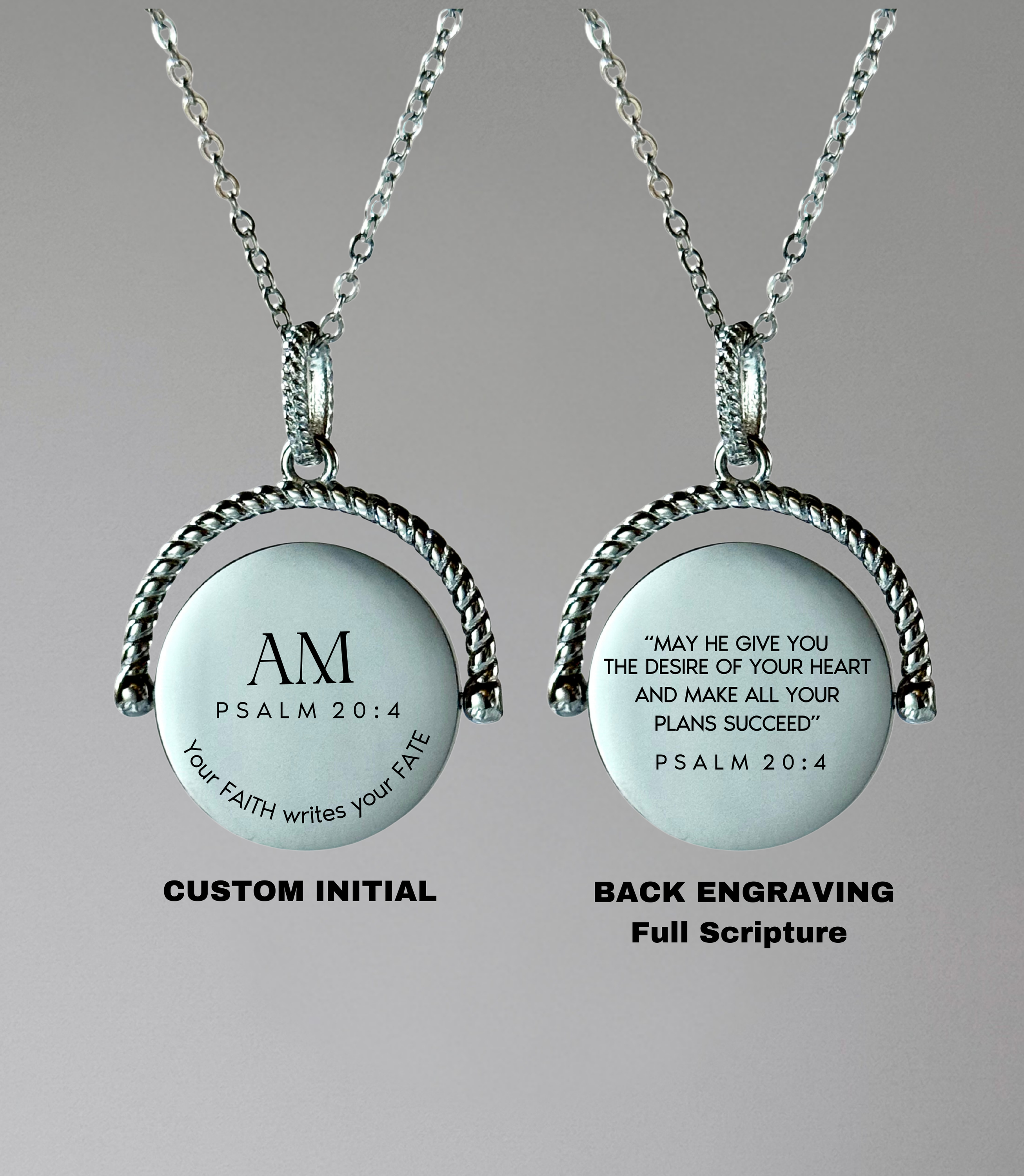 Personalized Rotating Scripture Round Necklace