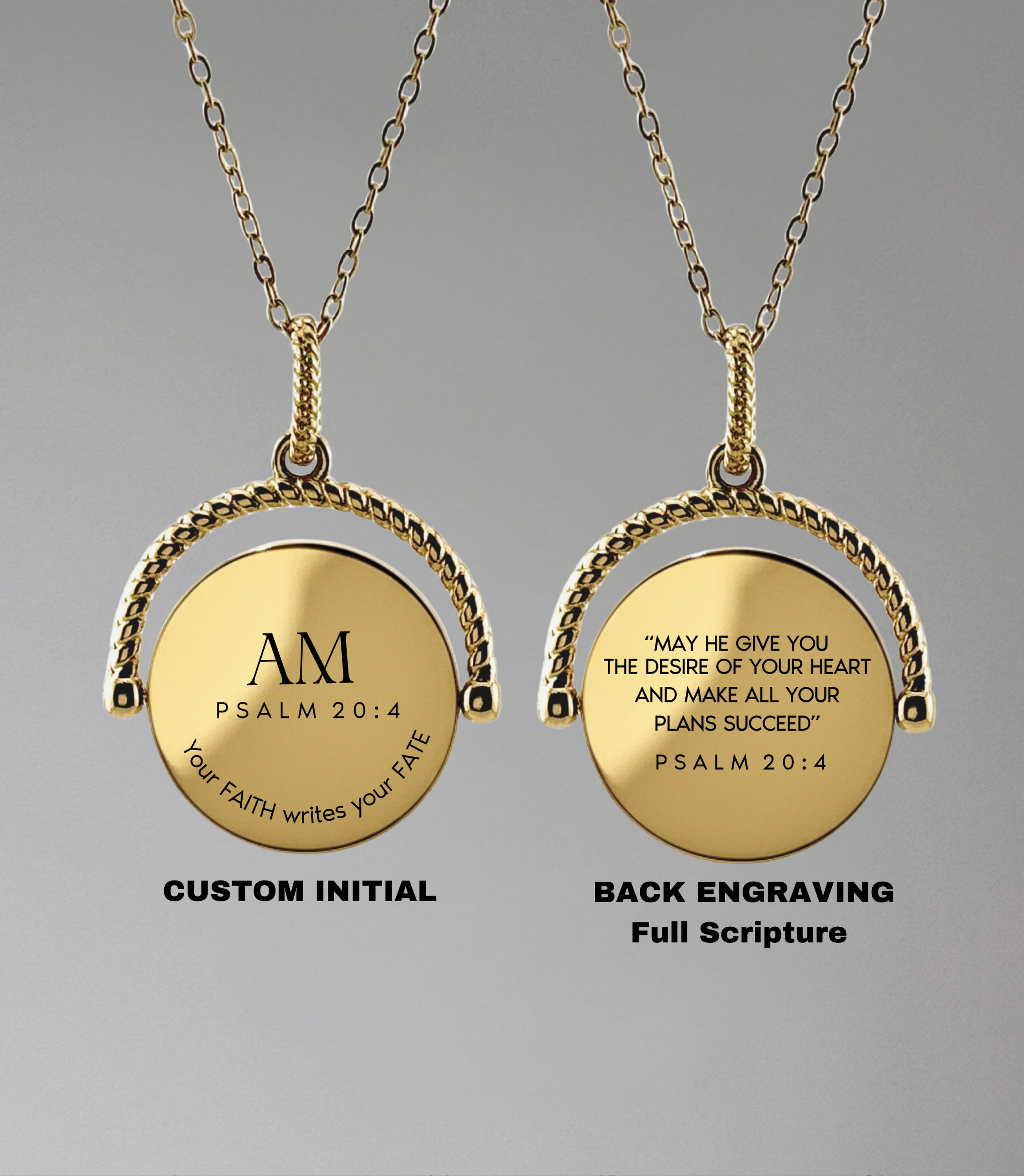 Personalized Rotating Scripture Round Necklace