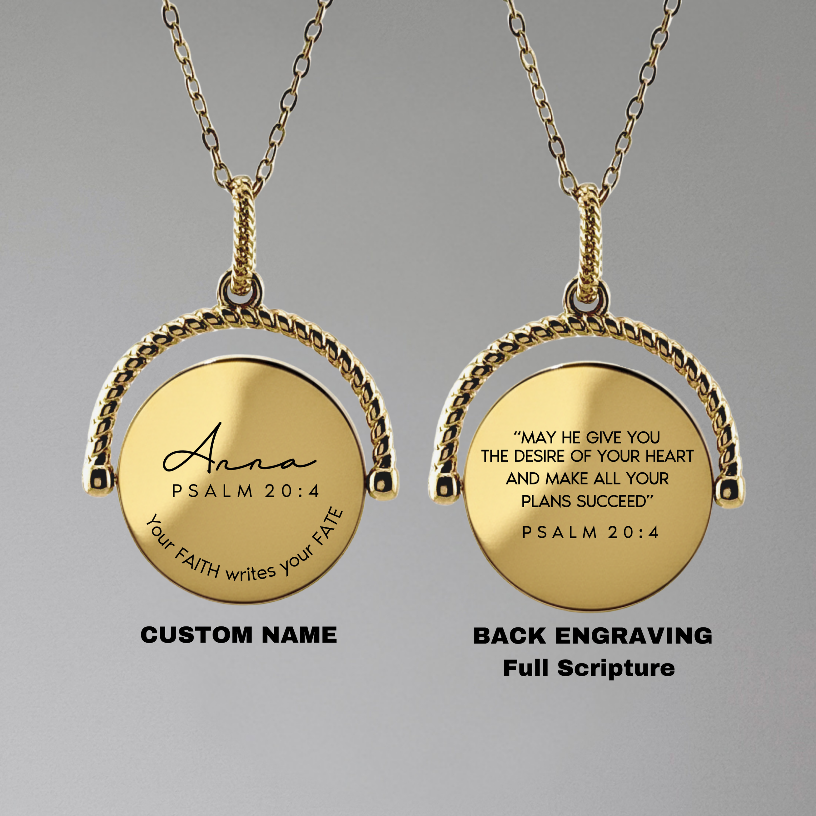 Personalized Rotating Scripture Round Necklace