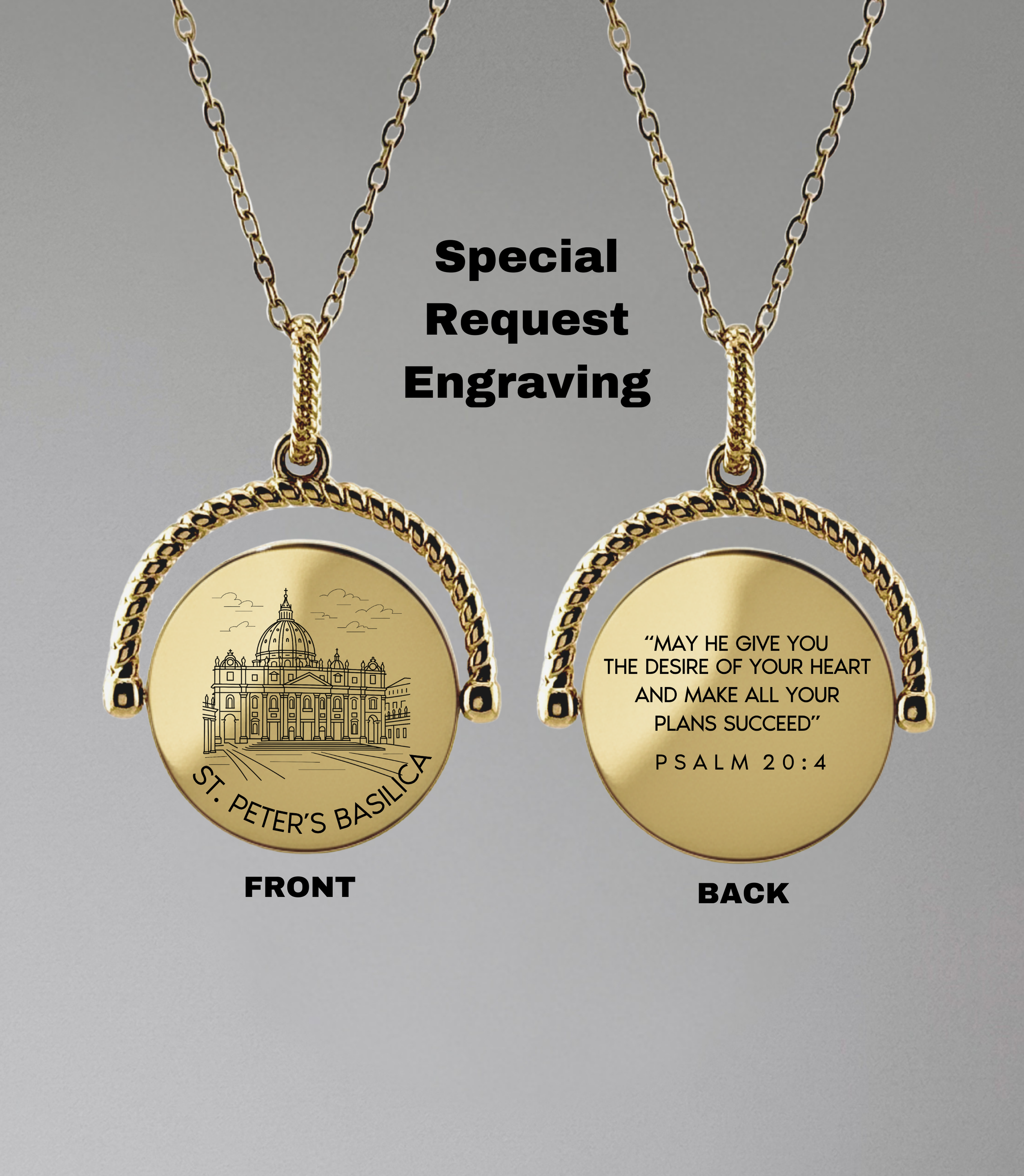 CUSTOM SCRIPTURE Rotating Round Pendant Necklace