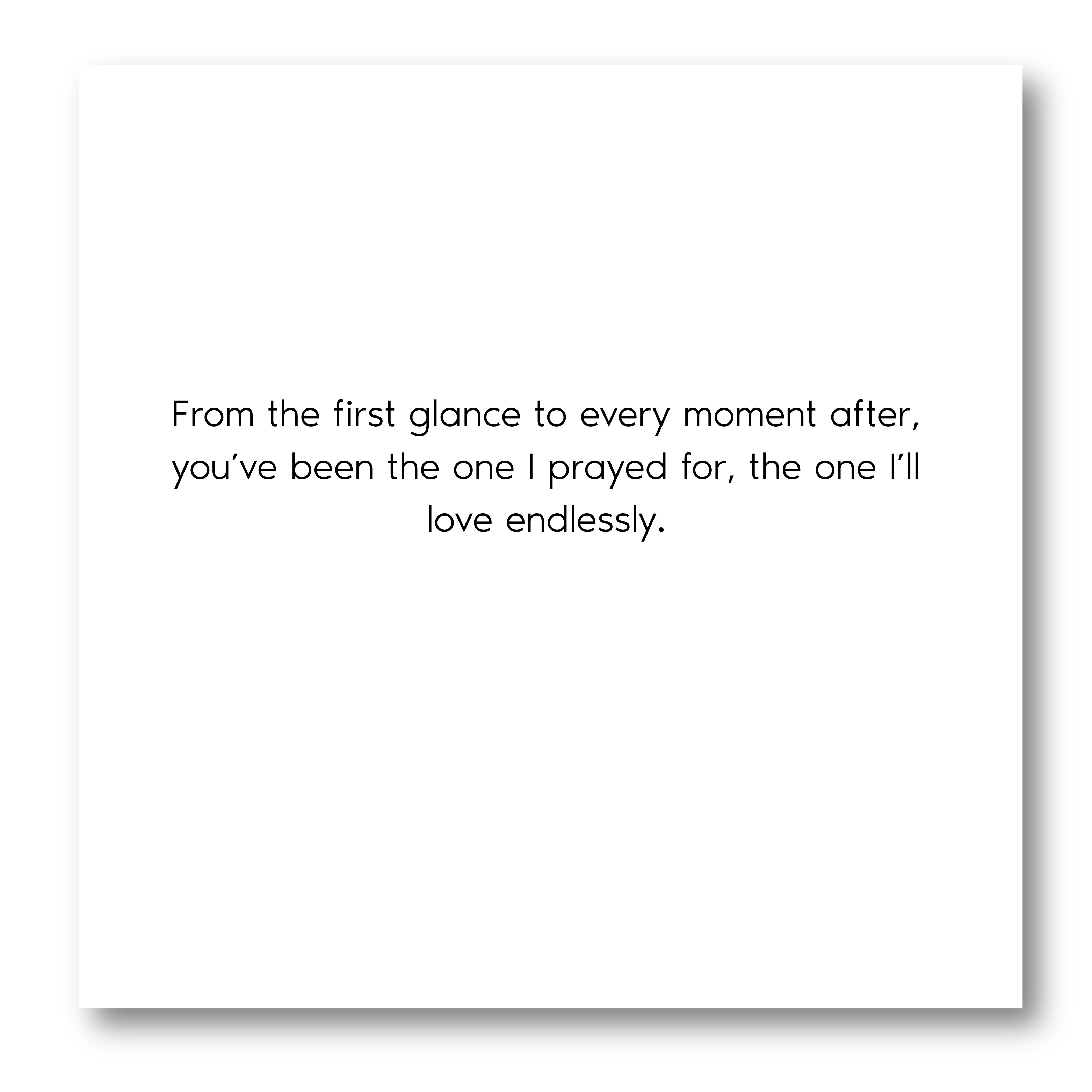 "I saw you and knew you were the one" sterling silver necklace with zircon accents and personalized photo greeting card for wife or girlfriend