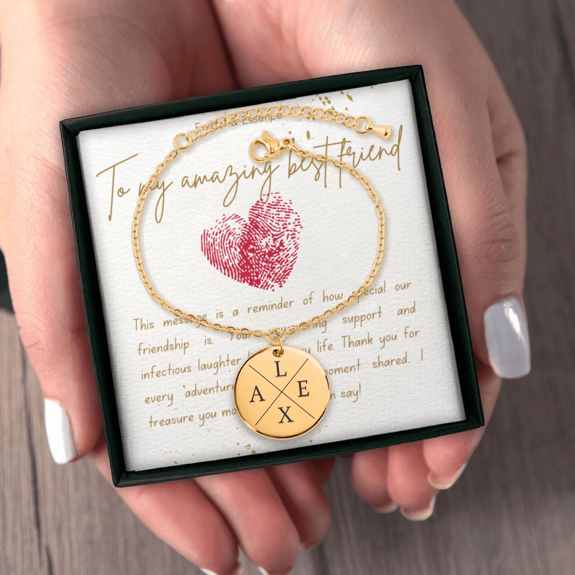 BEST FRIEND BRACELET: Initials with Custom Message Design