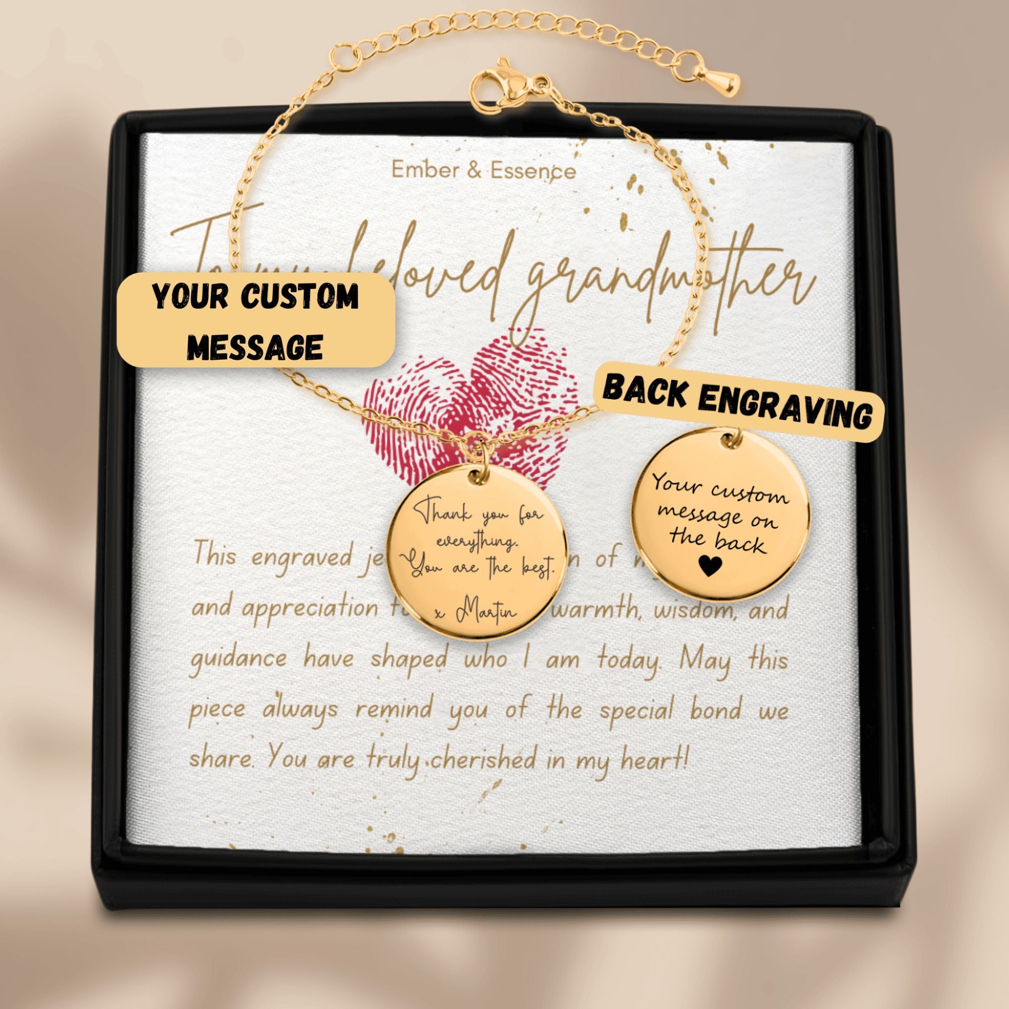 GRANDMOTHER BRACELET: Custom Message Design