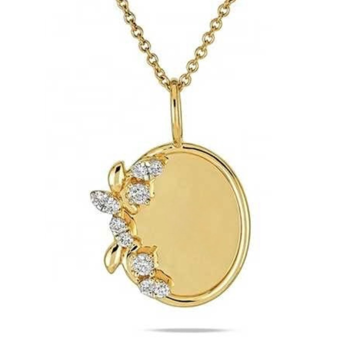Custom Heartfelt Message on Elegant Zircon Garden Medallion Necklace | S925