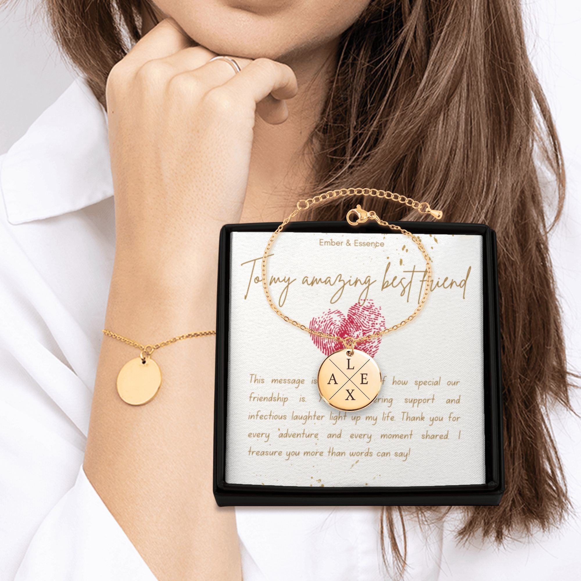 BEST FRIEND BRACELET: Initials with Custom Message Design