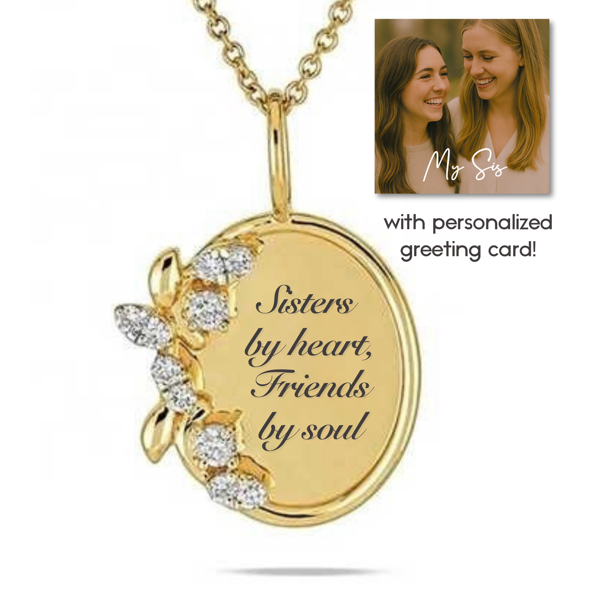 “Sisters by heart, friends by soul” Necklace For Sister or Bestie | S925