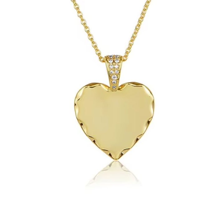 Custom Handwritten on Zircon Scalloped Heart Necklace | S925