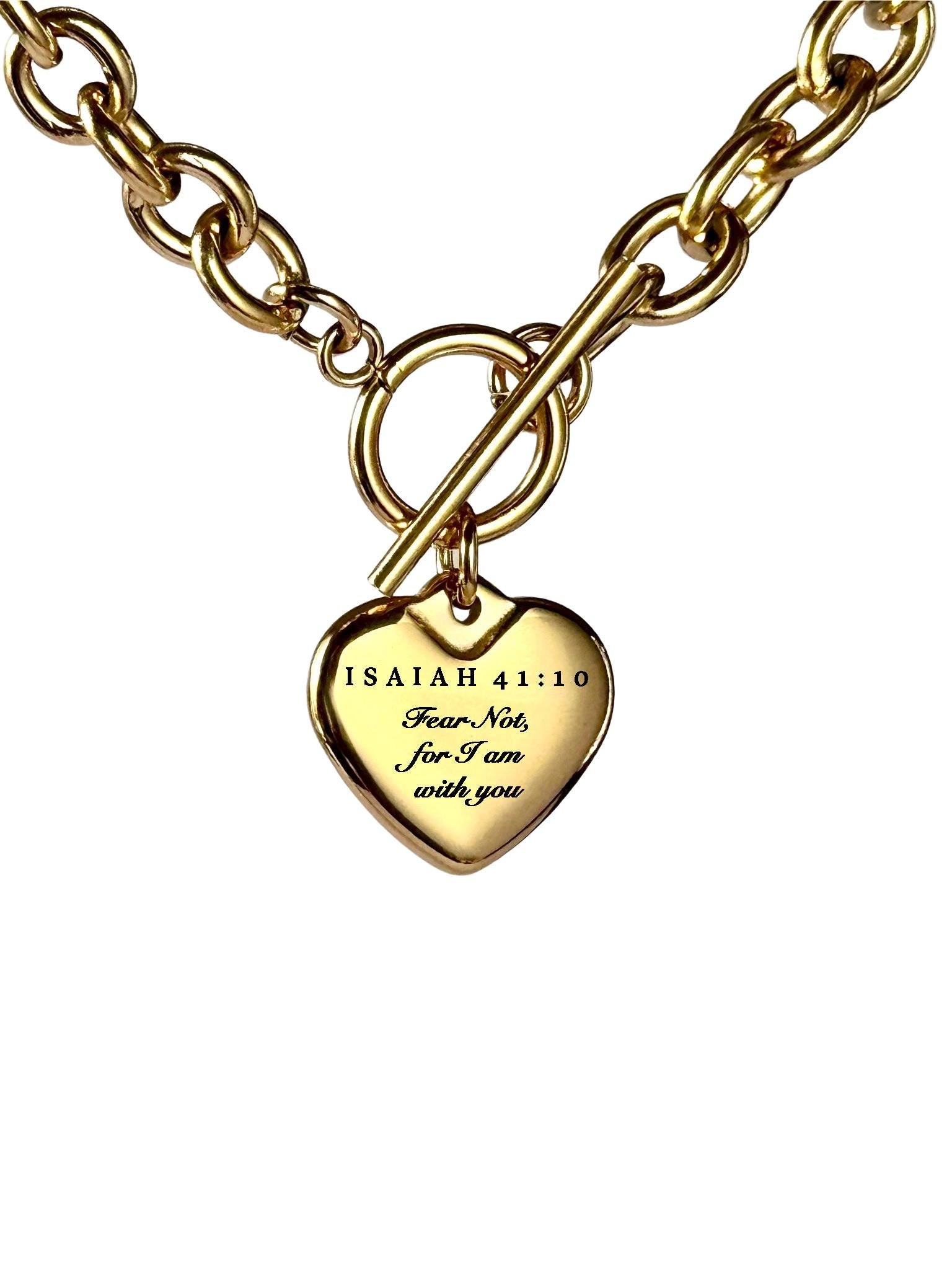 Isaiah 41:10 Personalized Bible Verse Heart Necklace or Bracelet