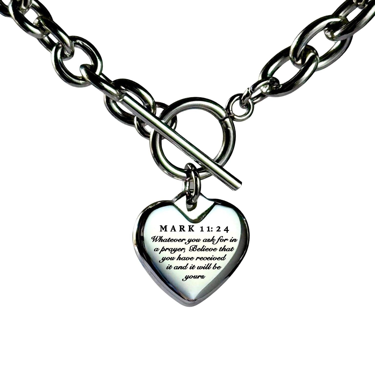Mark 11:24 Heart Necklace or Bracelet