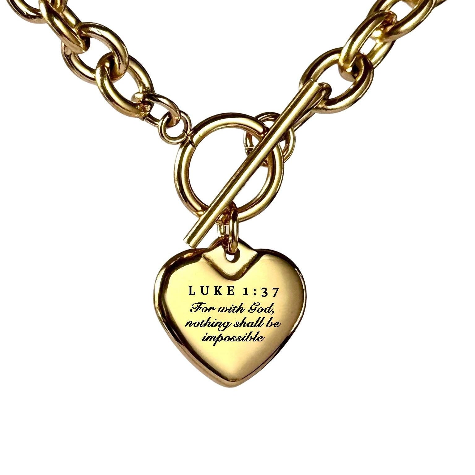 Luke 1:37 Heart Necklace or Bracelet