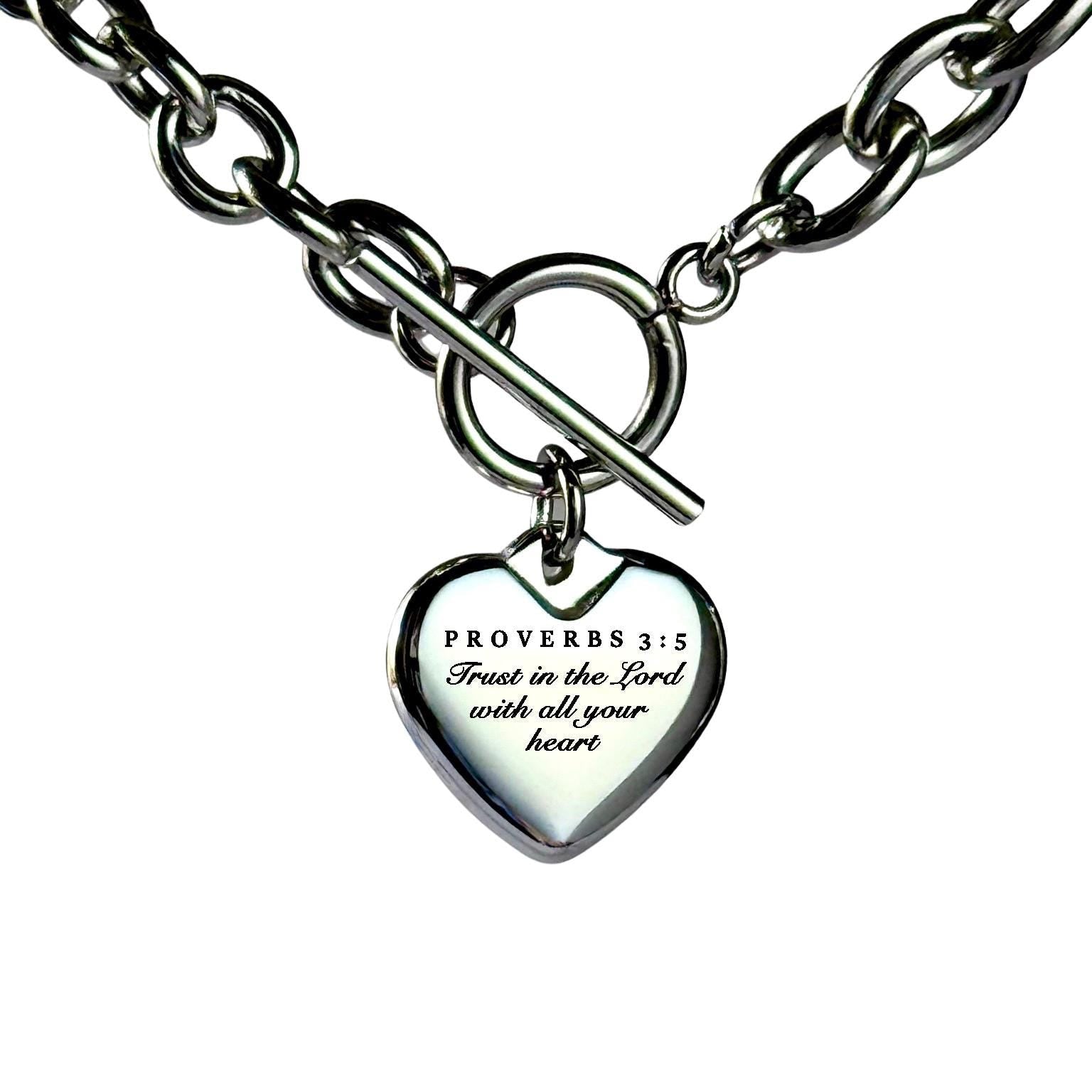 Proverbs 3:5 Heart Necklace or Bracelet
