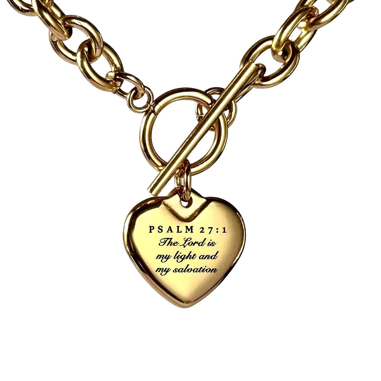 Psalm 27:1 Heart Necklace or Bracelet