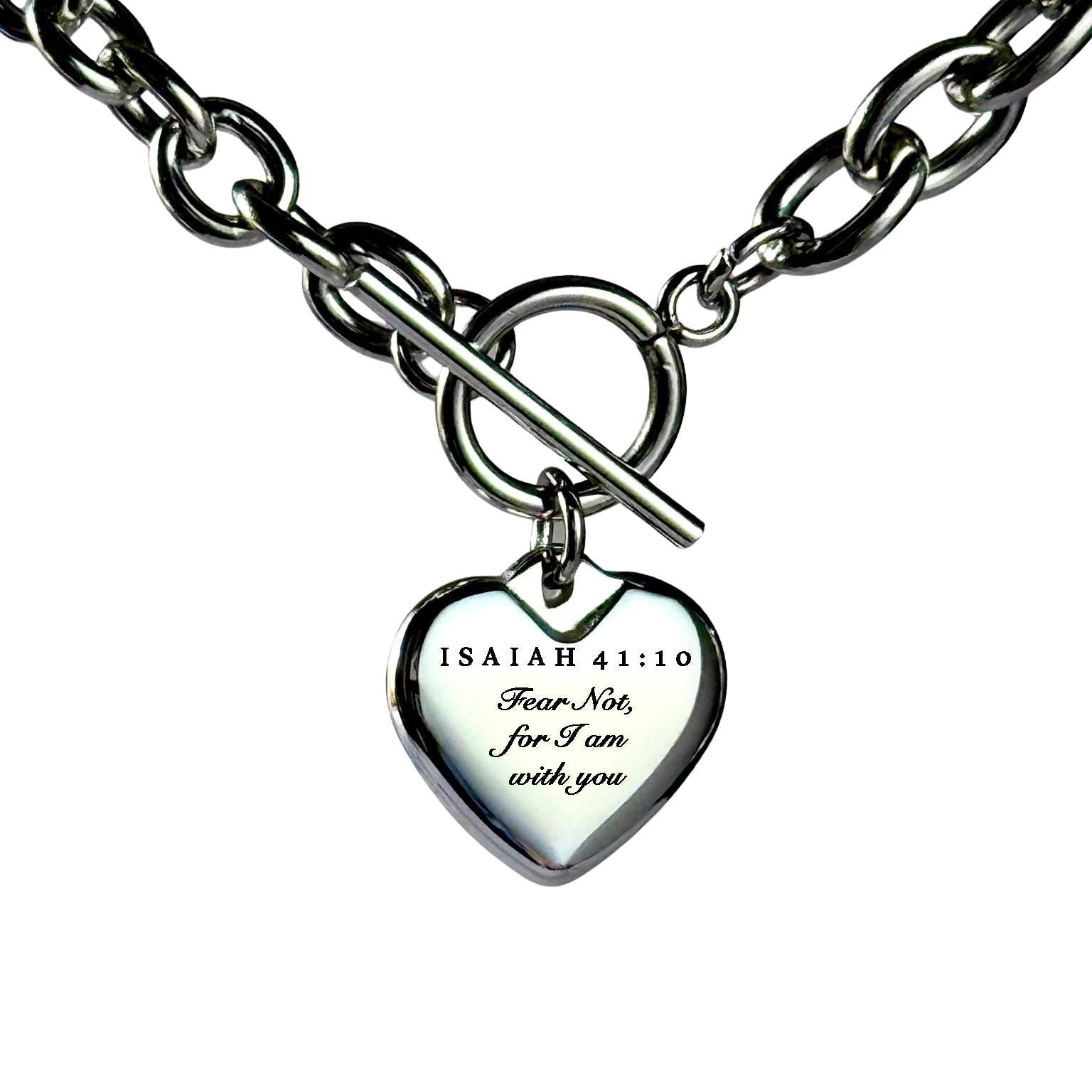 Isaiah 41:10 Heart Necklace or Bracelet