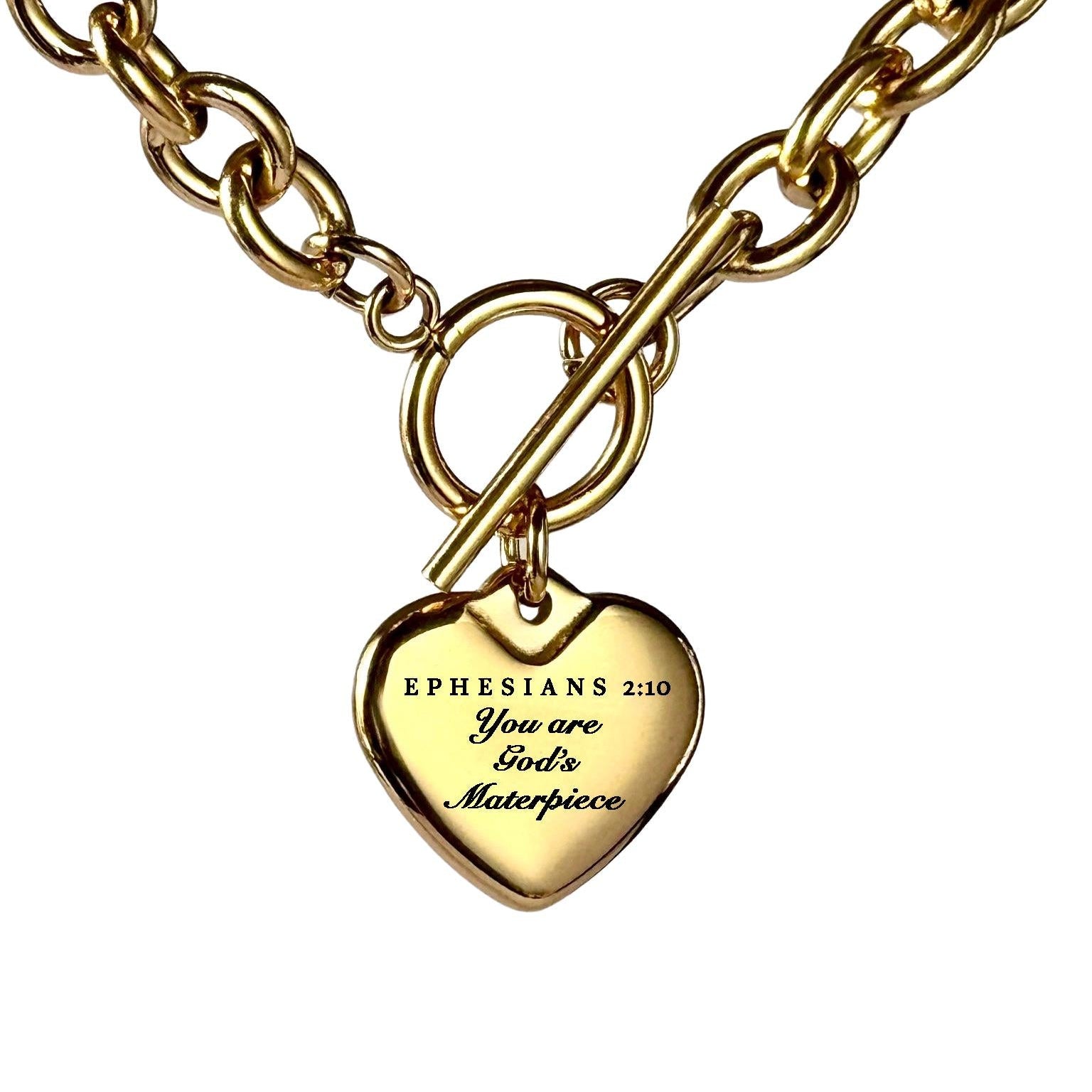 Ephesians 2:10 Personalized Bible Verse Heart Necklace or Bracelet