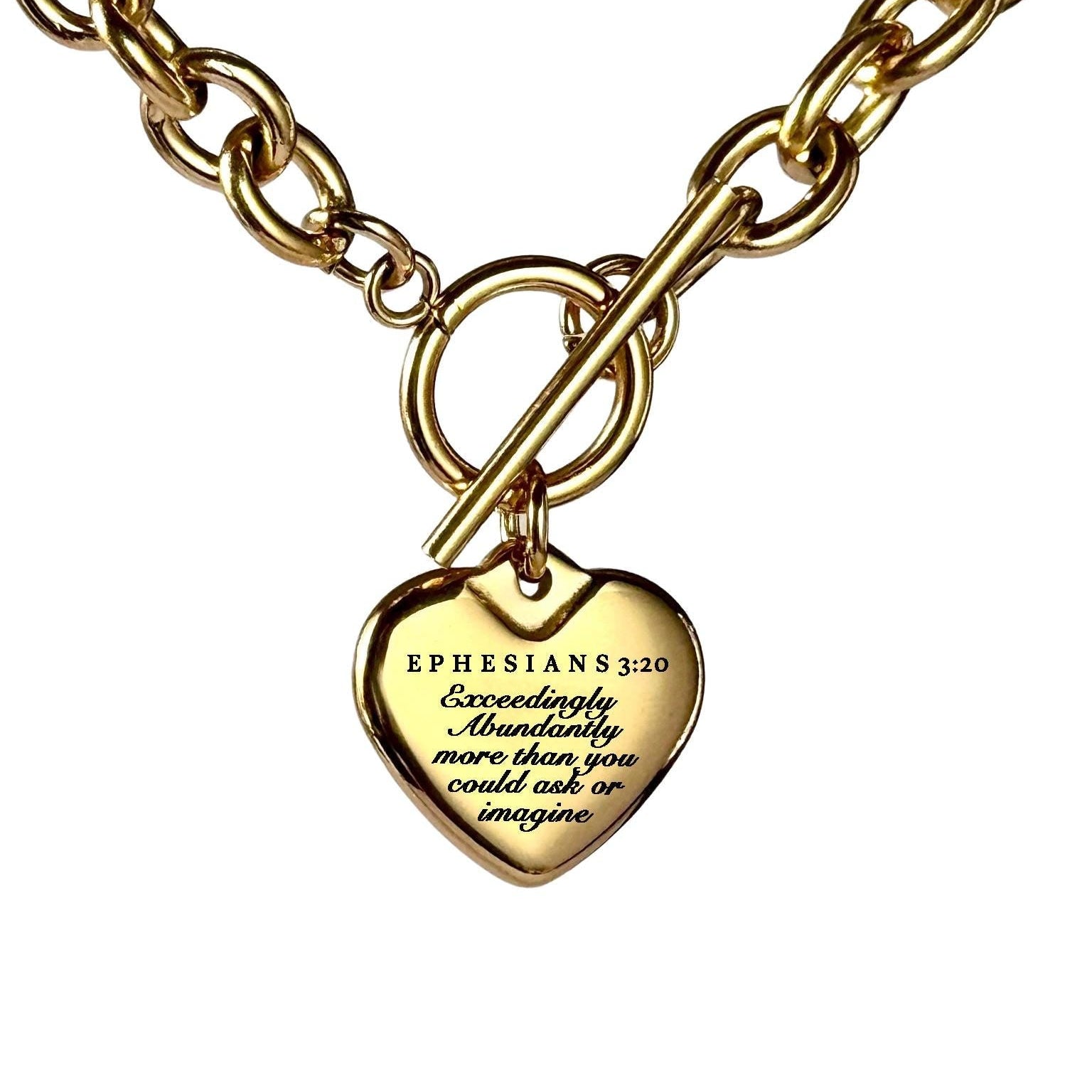 Ephesians 3:20 Personalized Bible Verse Heart Necklace or Bracelet