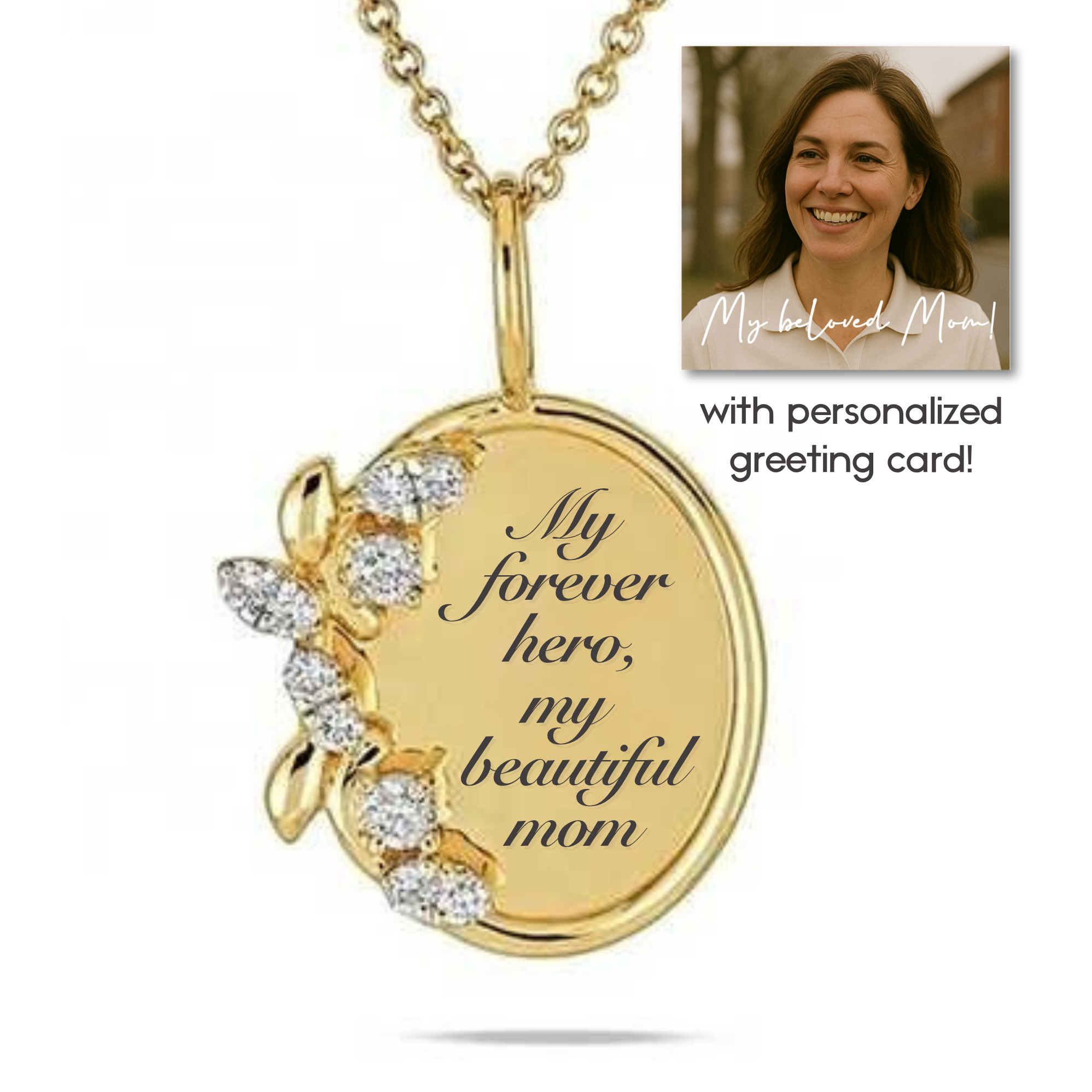 “My forever hero, my beautiful mom” Necklace For Mom | S925