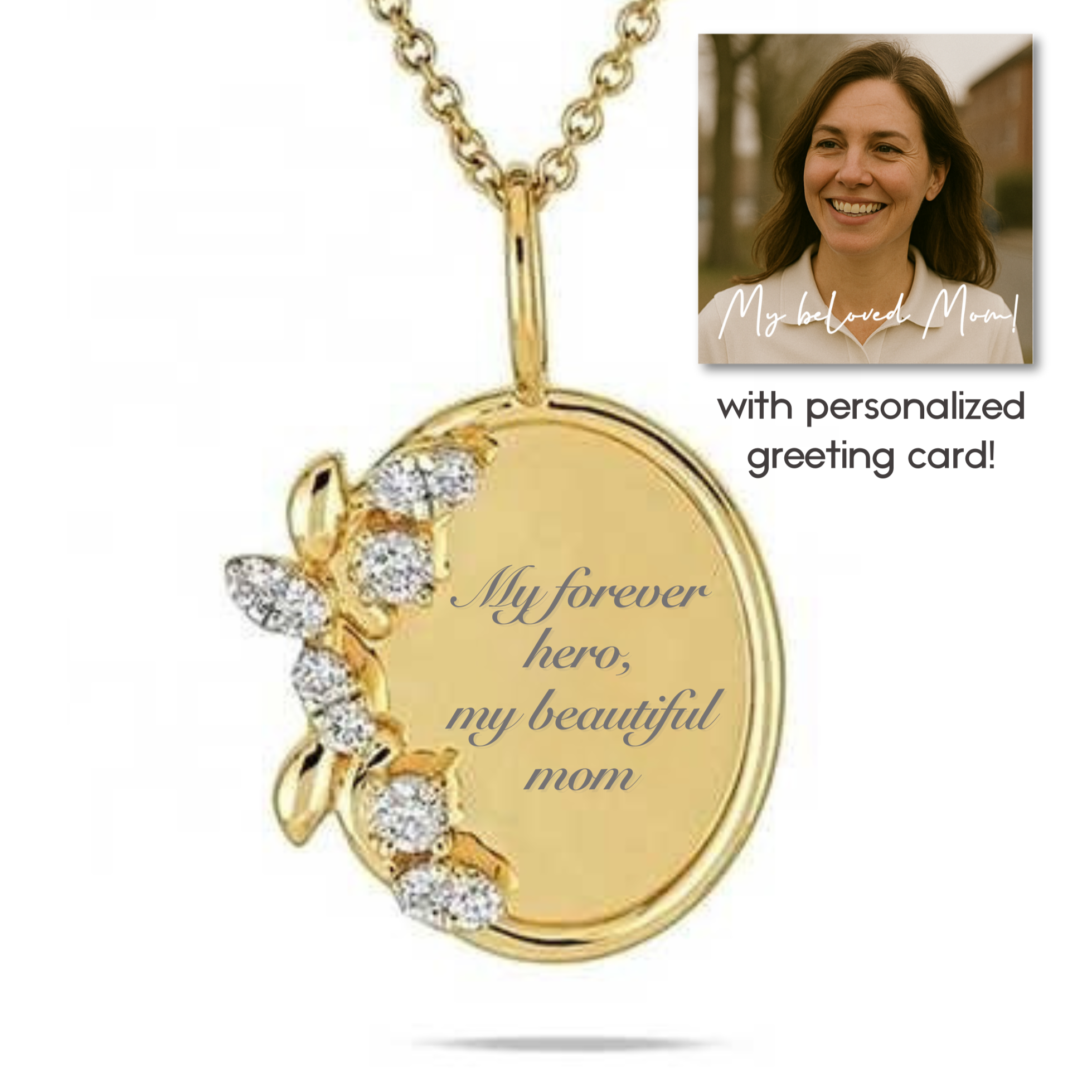 “My forever hero, my beautiful mom” Necklace For Mom | S925