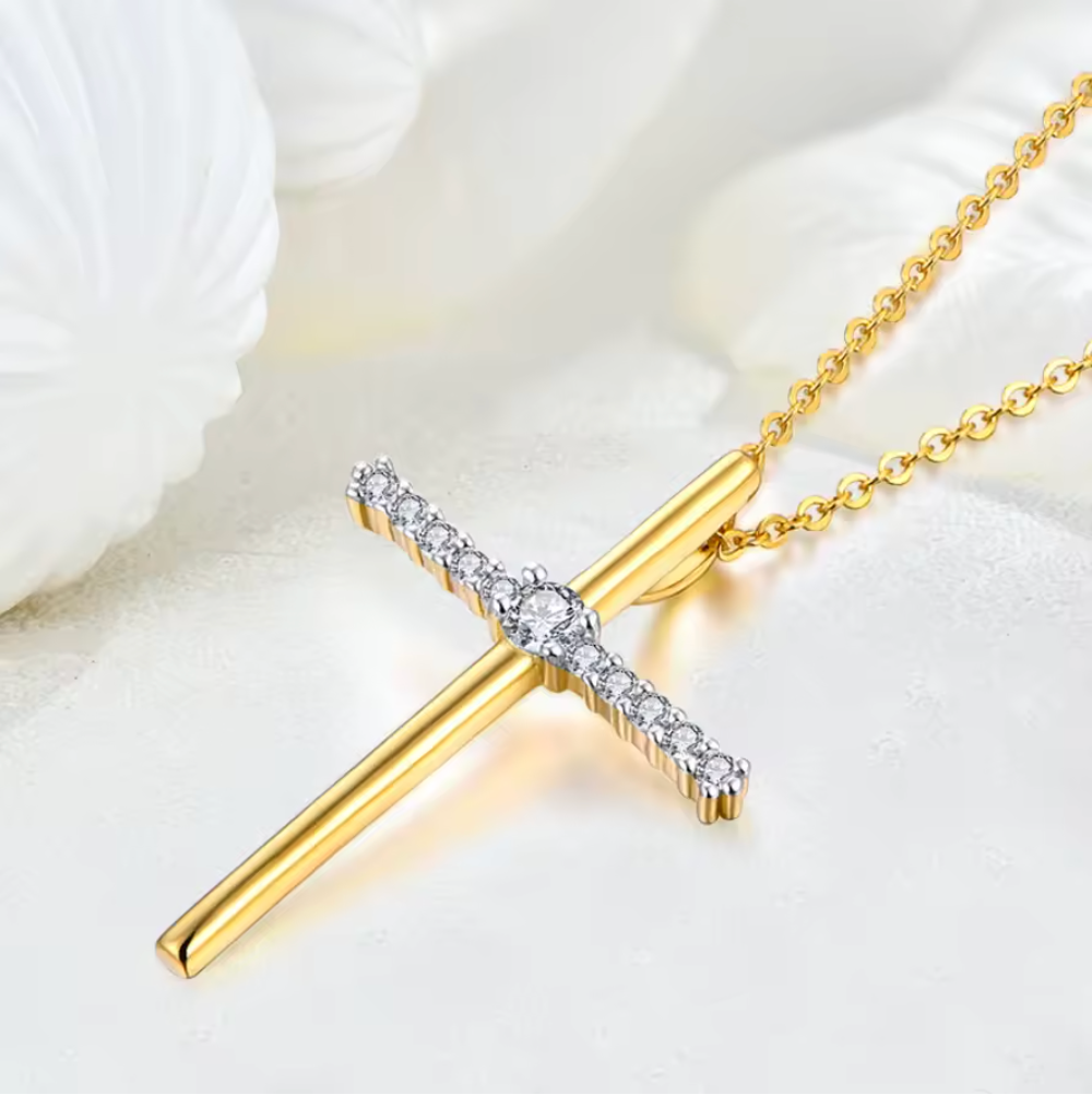 Cubic Zirconia Cross Necklace | S925