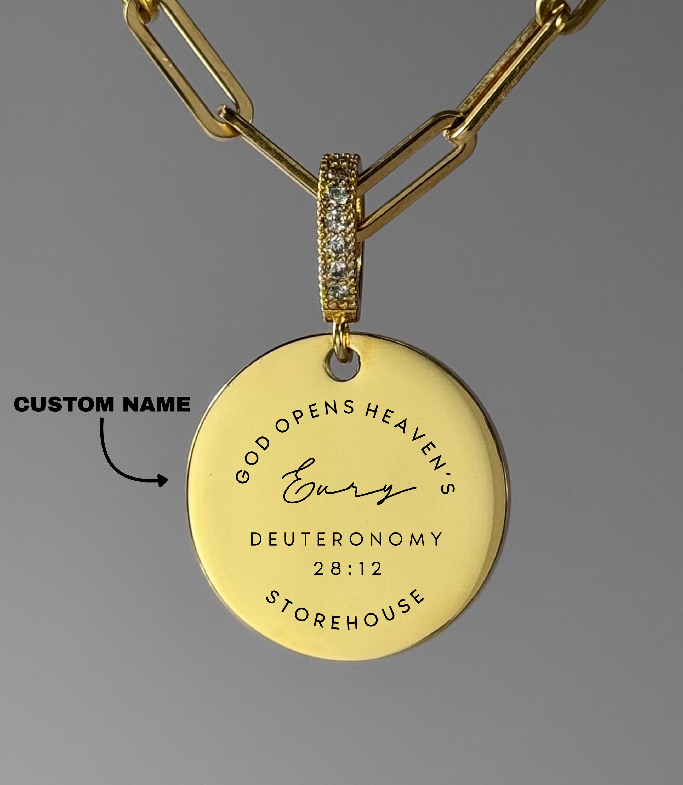 "GOD OPENS HEAVEN’S STOREHOUSE" Custom Name Necklace | Deuteronomy 28:12