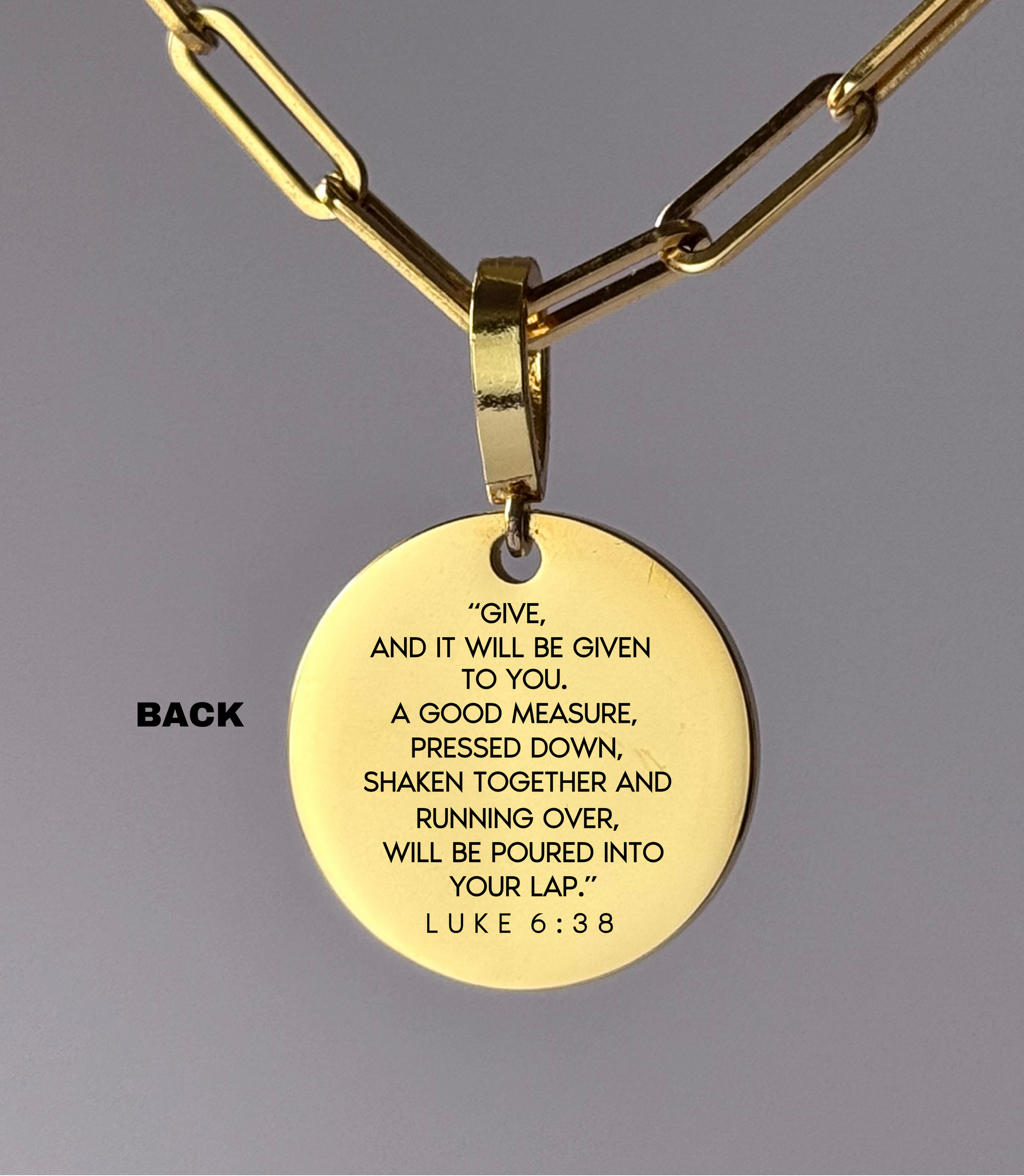 "GIVE FREELY, RECEIVE ABUNDANTLY" Custom Name Necklace | Luke 6:38