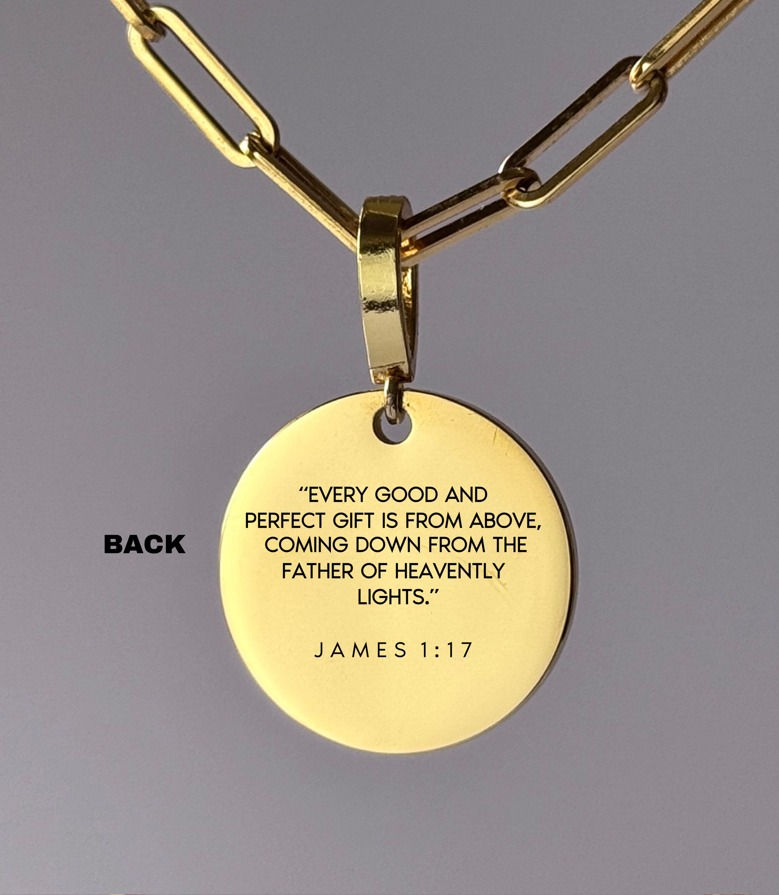 "GOD GIVES ONLY PERFECT GIFTS" Custom Name Necklace | James 1:17