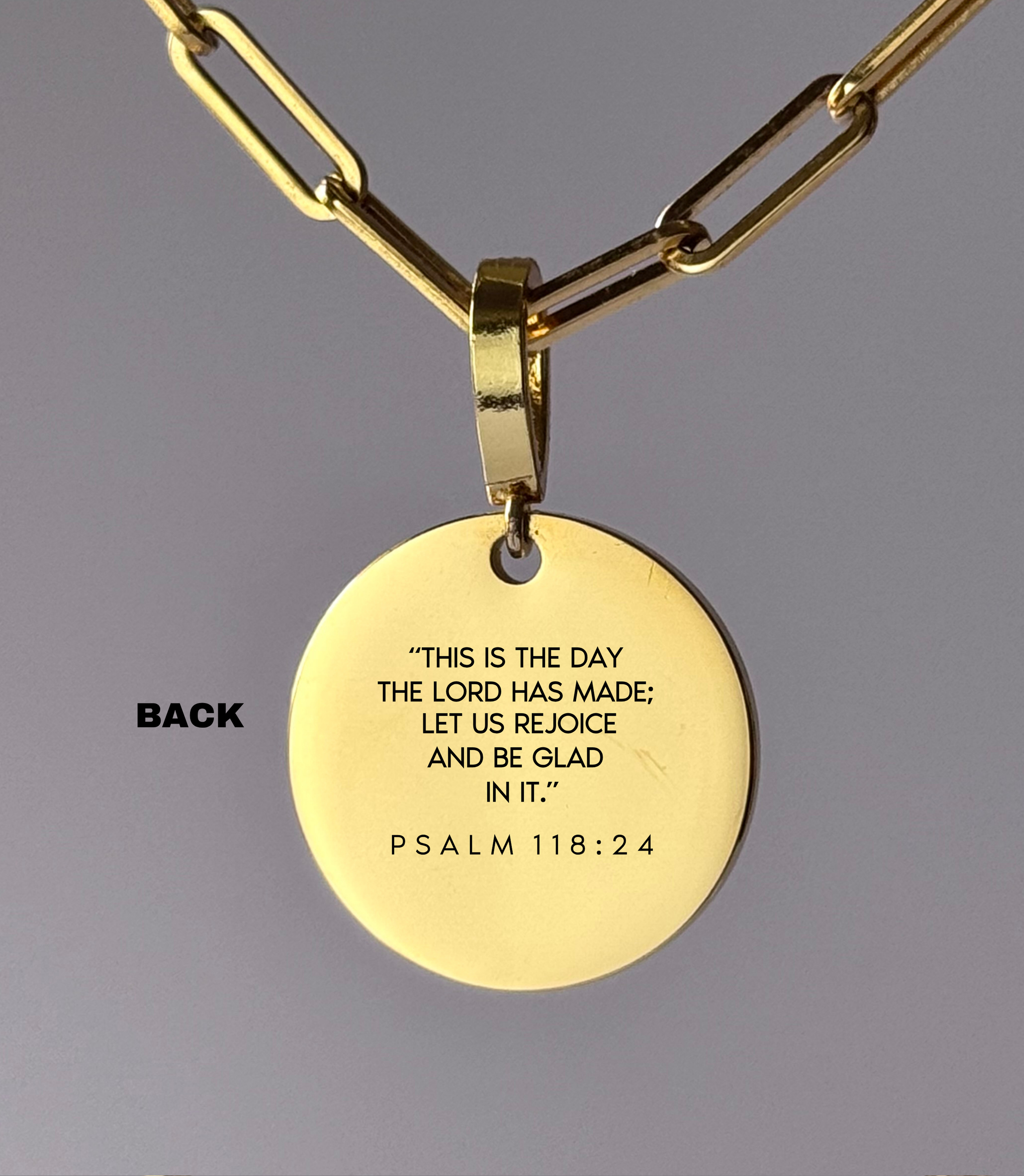 "REJOICE IN THIS BEAUTIFUL DAY" Custom Name Necklace | Psalm 118:24