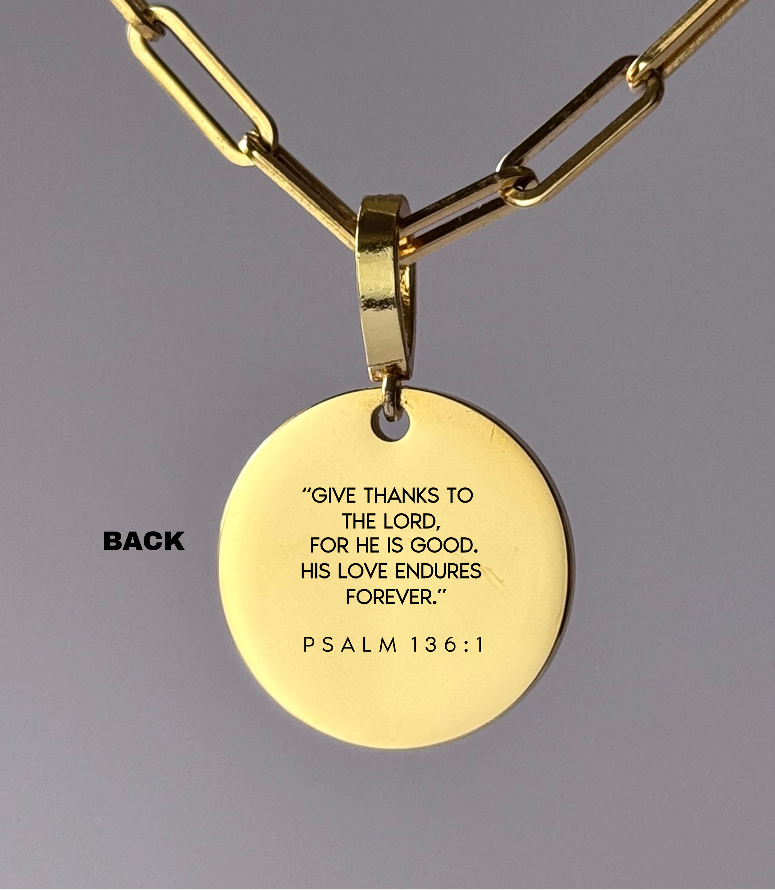 "FOREVER LOVED, FOREVER THANKFUL" Custom Name Necklace | Psalm 136:1