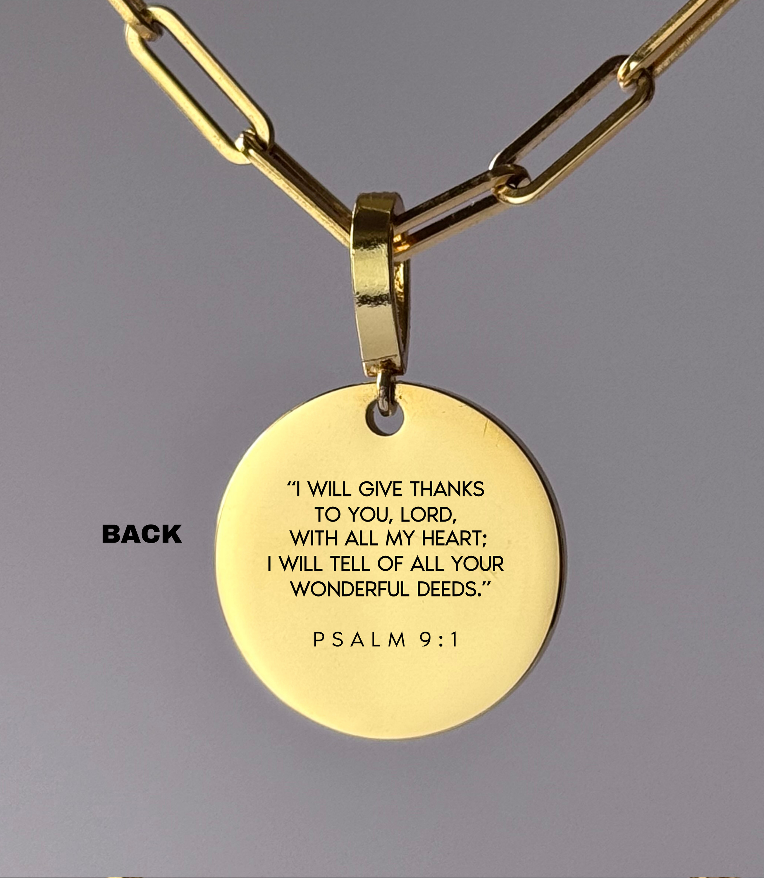 "THANK YOU, LORD, WHOLEHEARTEDLY" Custom Name Necklace | Psalm 9:1