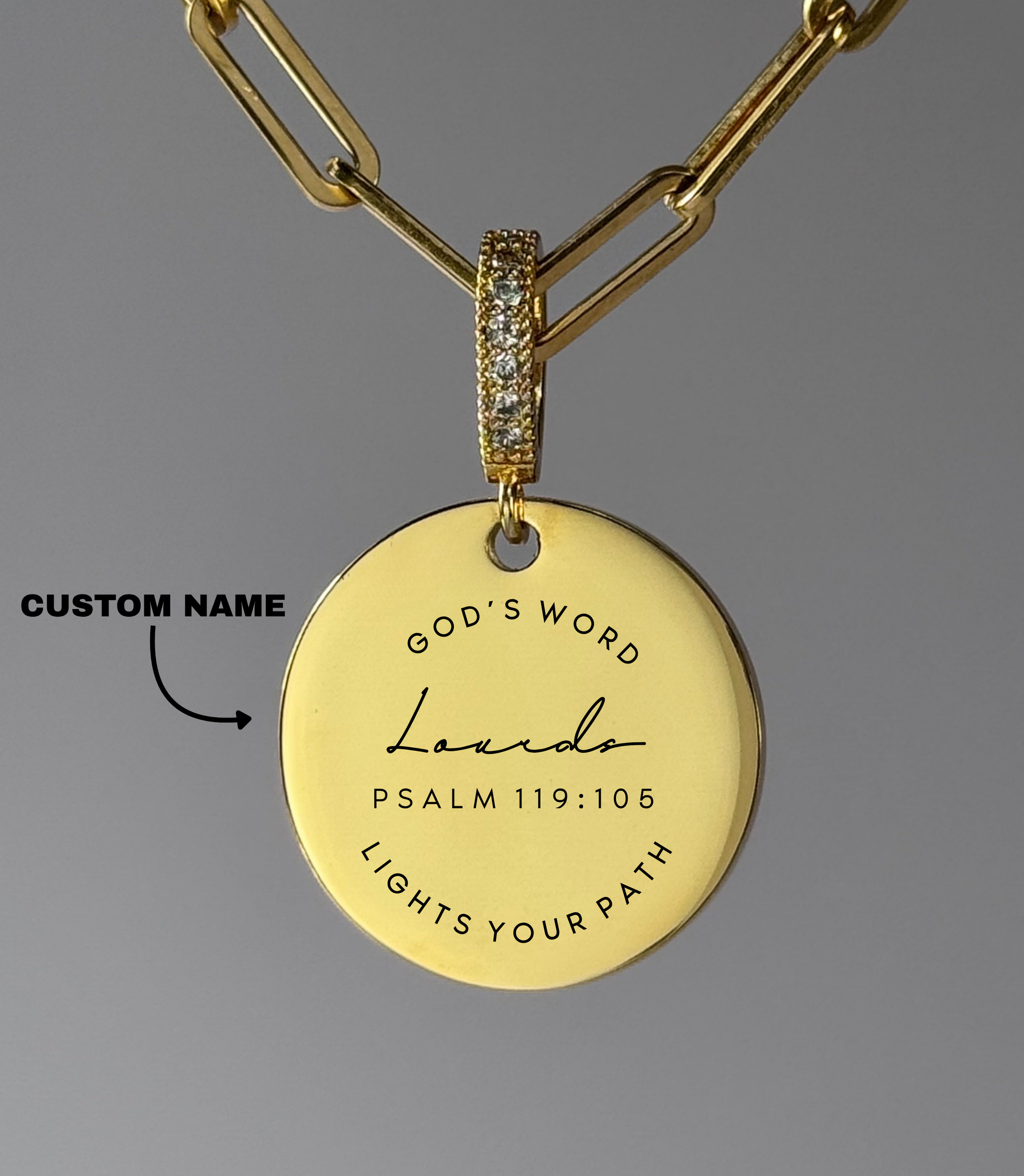 "GOD’S WORD LIGHTS YOUR PATH" Custom Name Necklace | Psalm 119:105