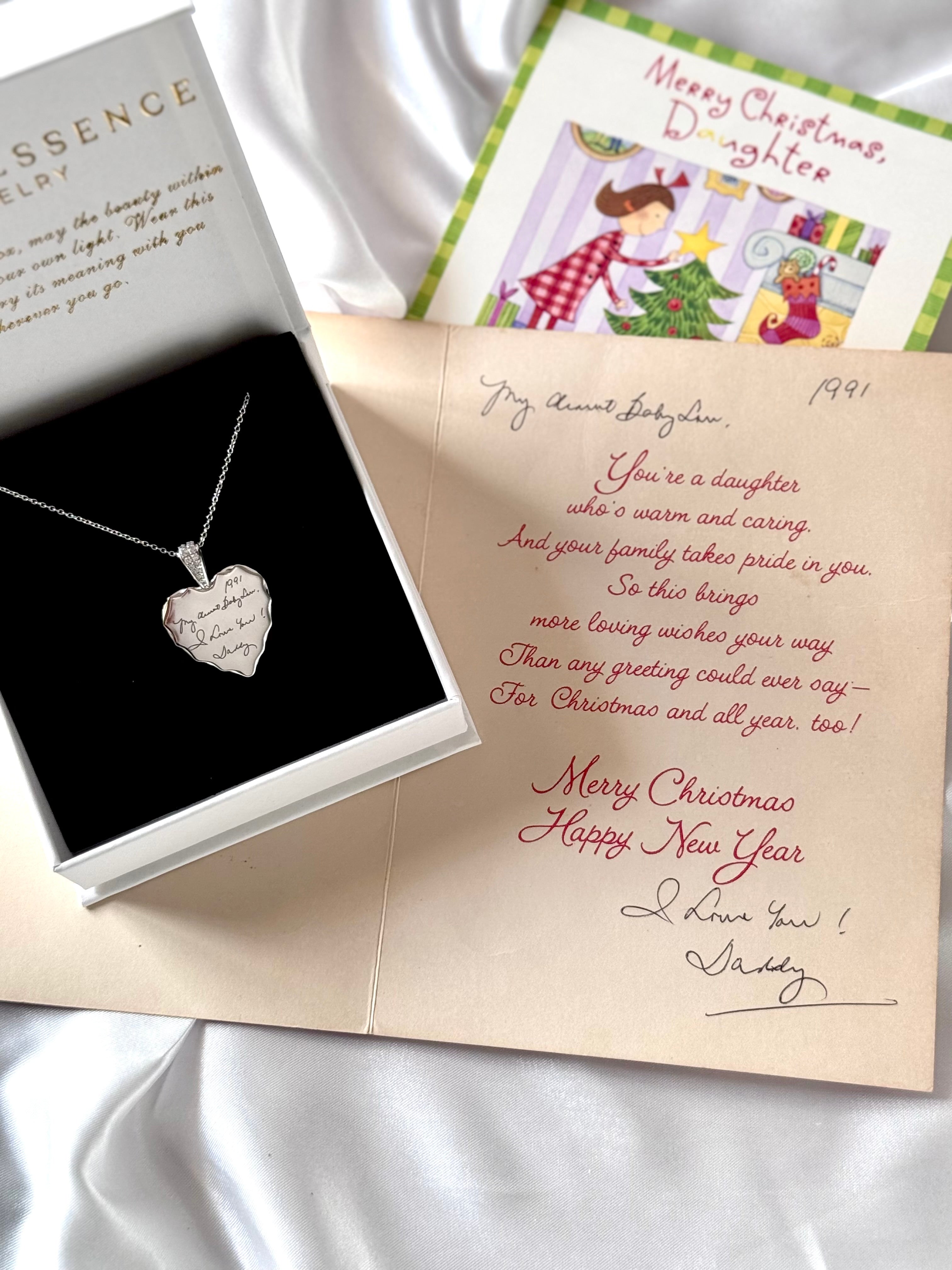 Custom Handwritten on Zircon Scalloped Heart Necklace | S925