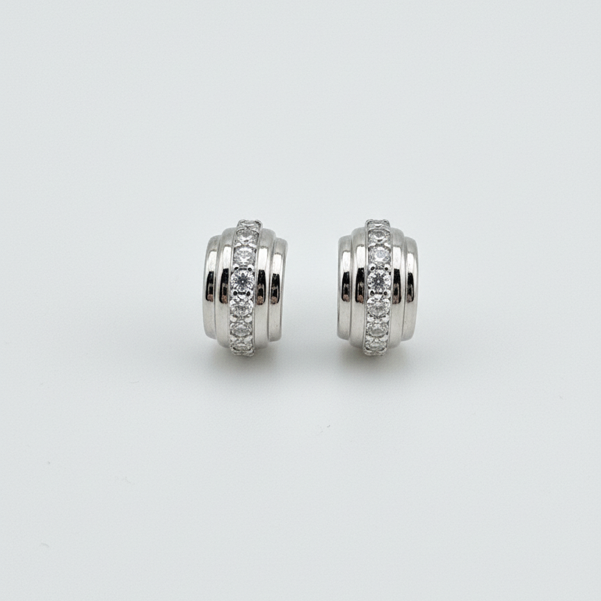 Multi-ring Earrings with Zircon Stones | S925