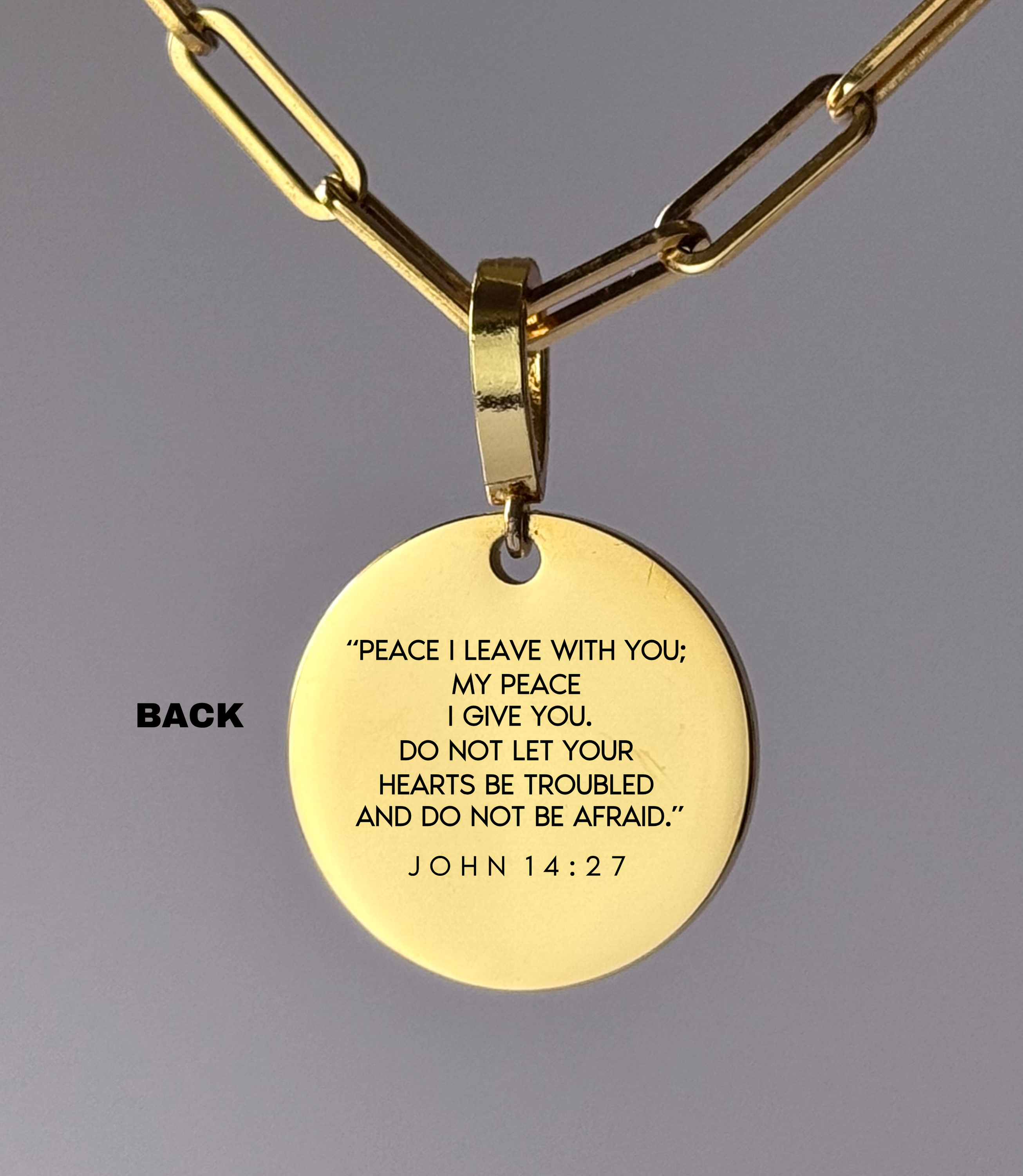 "HIS PEACE CALMS MY HEART" Custom Name Necklace | John 14:27