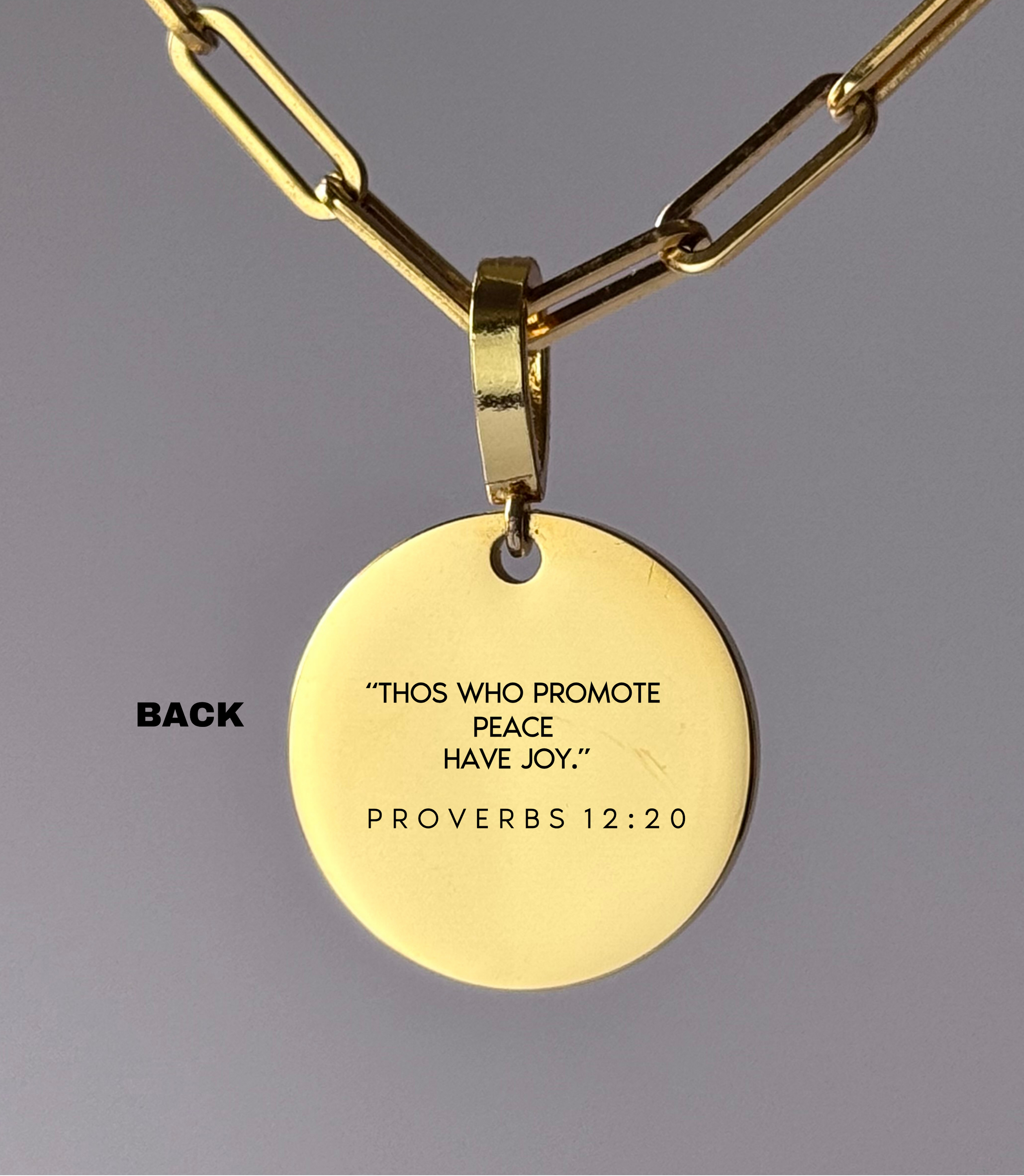 "PEACEFUL HEARTS HOLD TRUE JOY" Custom Name Necklace | Proverbs 12:20