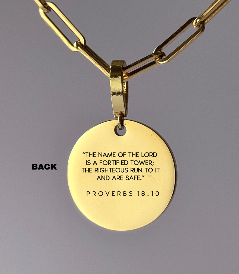 "GOD IS MY STRONG TOWER" Custom Name Necklace | Proverbs 18:10