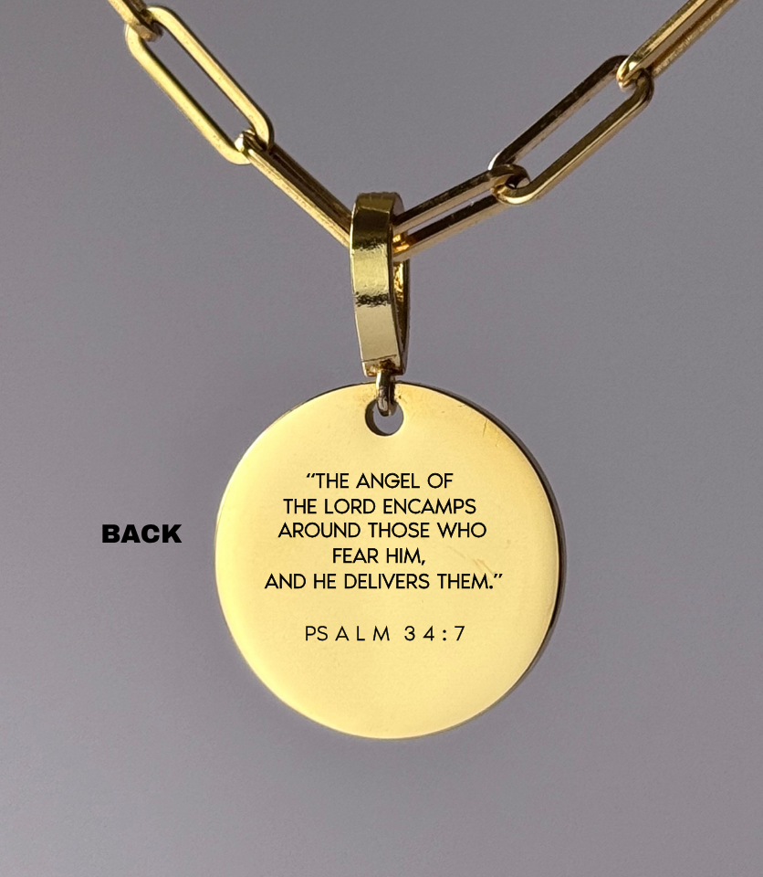 "ANGELS ENCAMP AROUND ME" Custom Name Necklace | Psalm 34:7